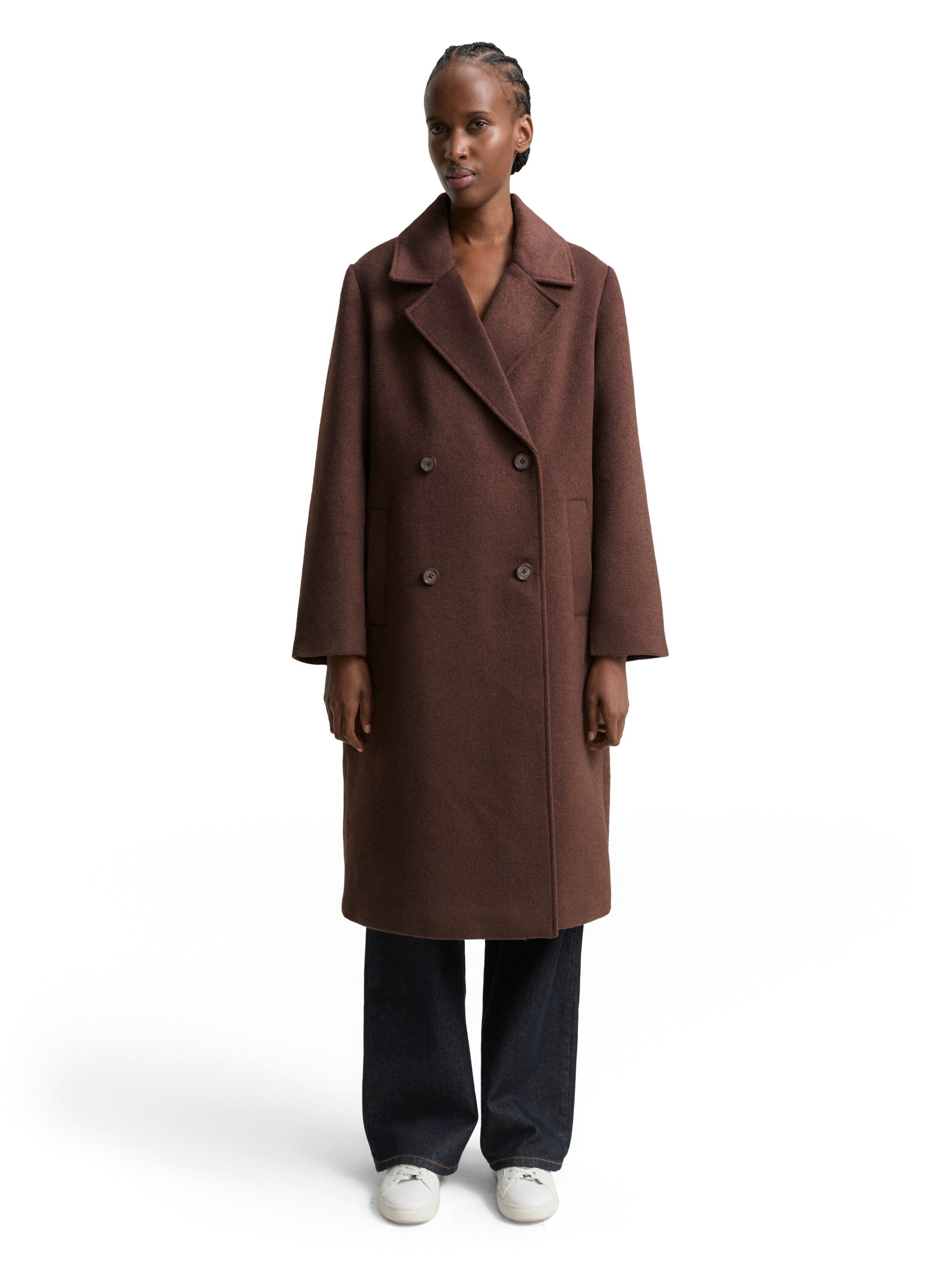 TOM TAILOR Denim Wollmantel mit Reverskragen