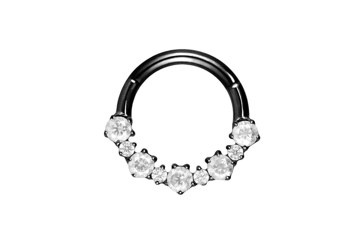 Nasenpiercing Titan Segmentring Clicker EINGEFASSTE KRISTALLE Ohrpiercing Septum