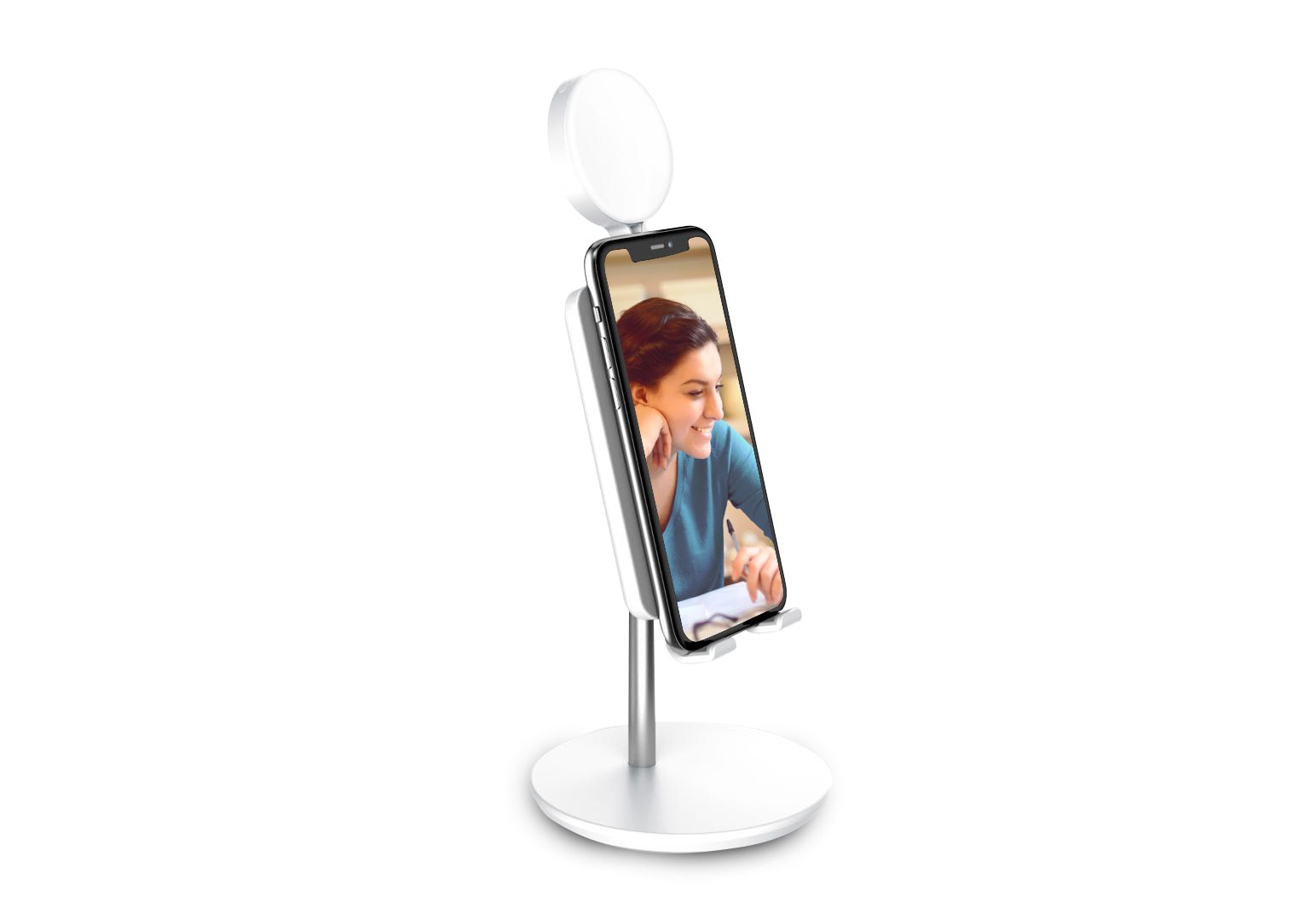 DigiPower Shine Smartphone-Ständer mit 3" Ringlicht, höhenverstellbar Smartphone-Halterung, (Multi-Winkel)