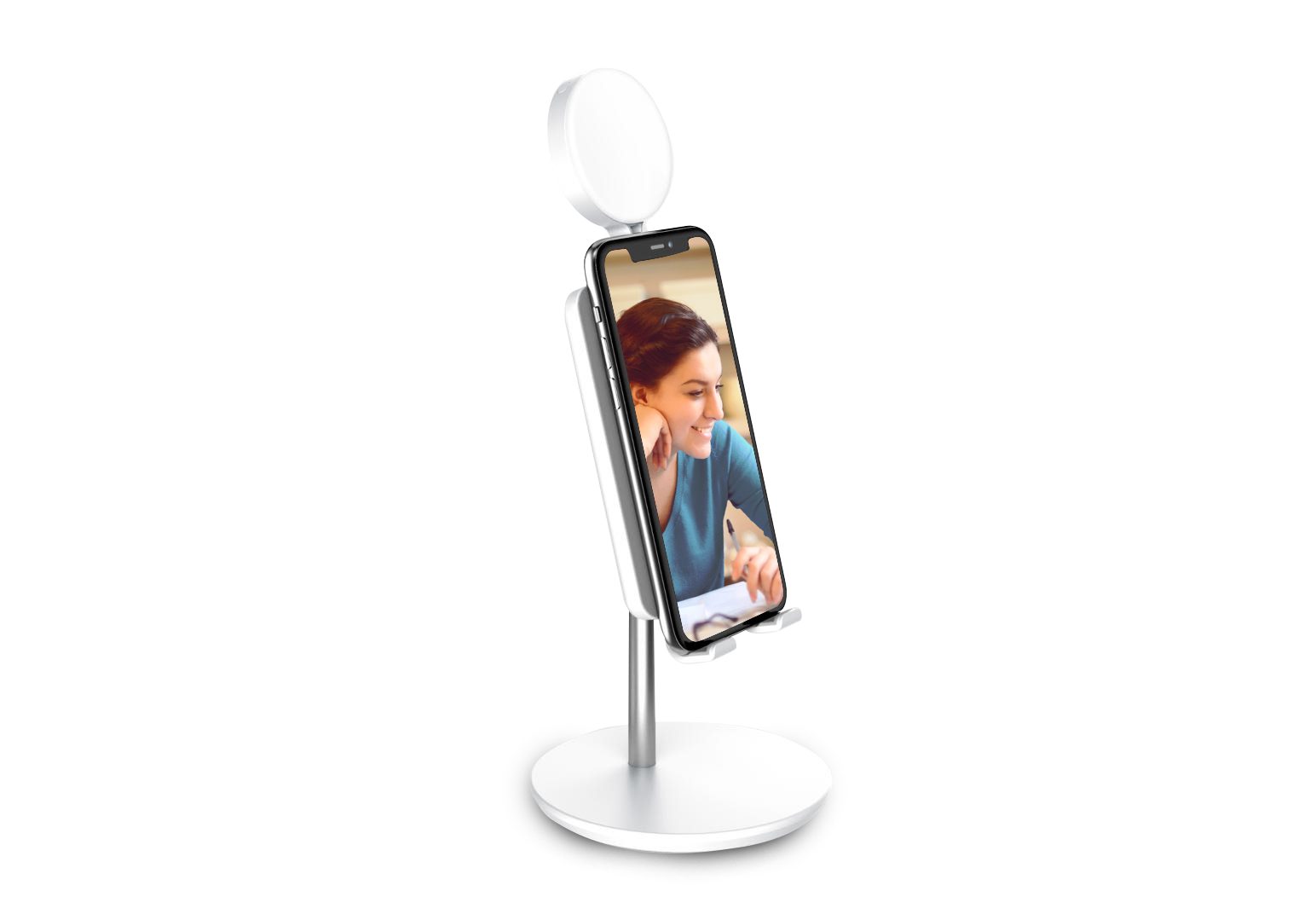 Smartphone-Halterung Shine Smartphone-Ständer mit 3" Ringlicht, höhenverstellbar