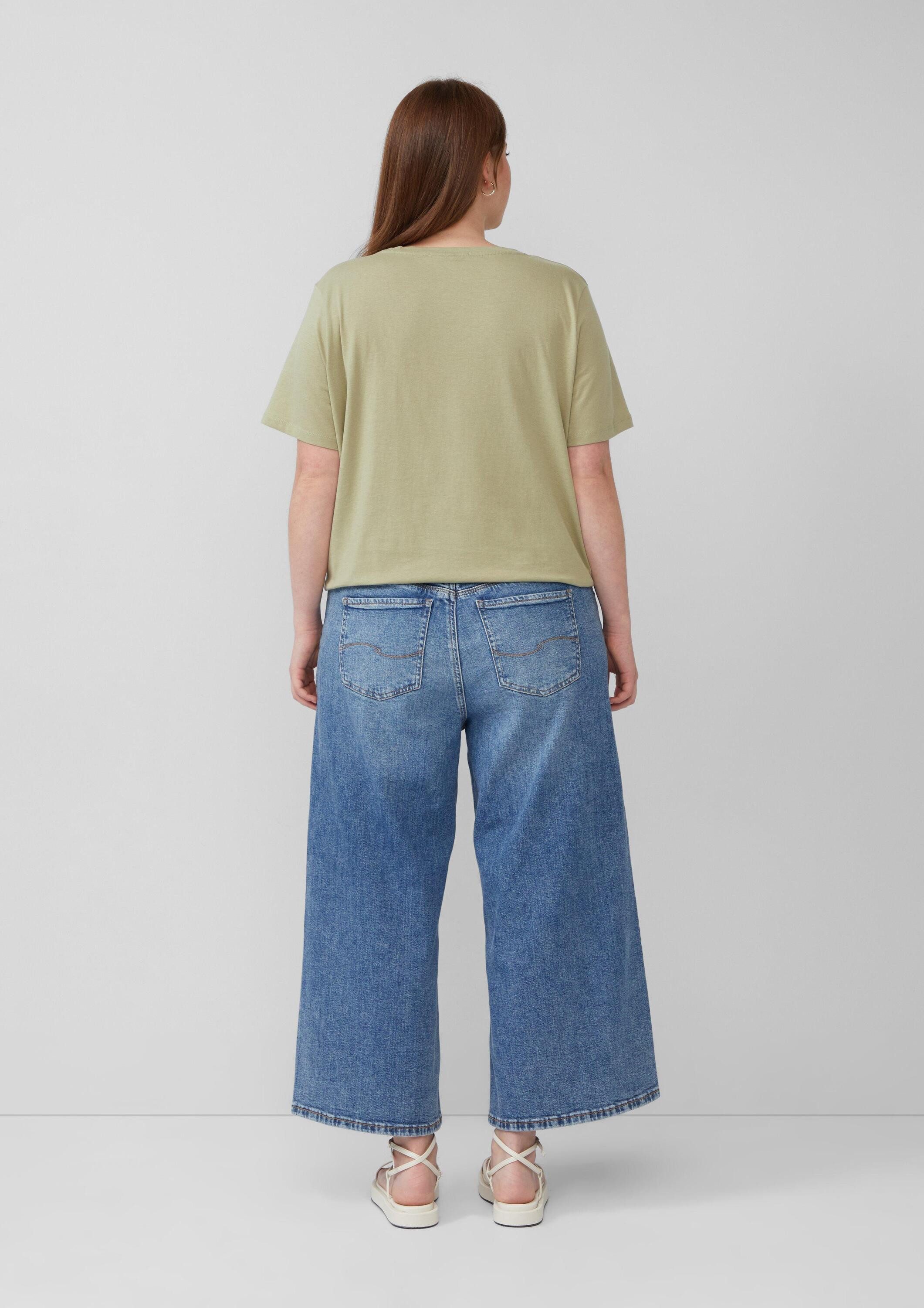 QS Kurzarmshirt T-Shirt Baumwoll T-Shirt mit Frontprint
