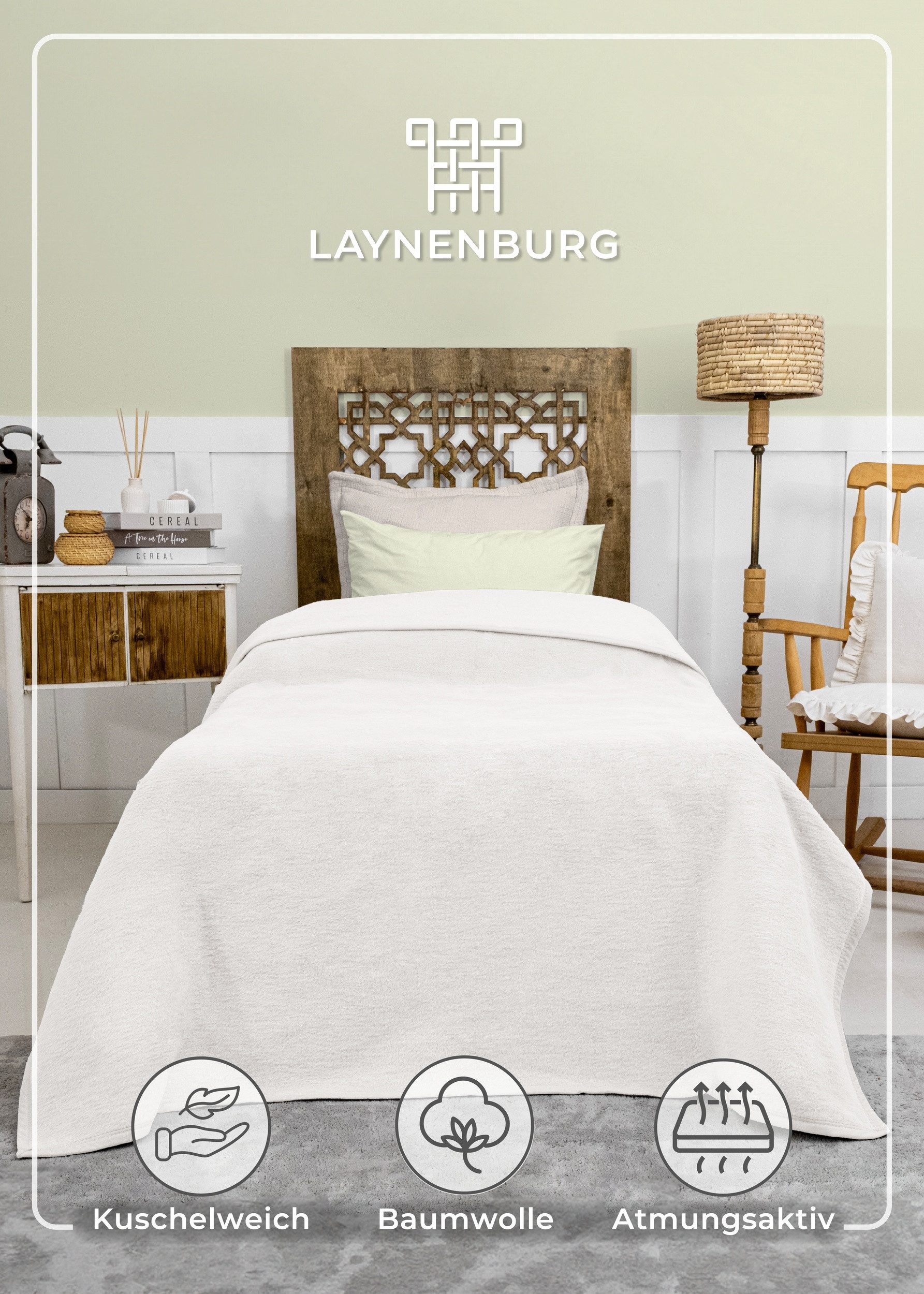 Wohndecke Wohndecke aus Baumwolle - Kuscheldecke, Baumwolldecke -, Laynenburg, Decke als Sofa-decke, Couchdecke, Wolldecke aus Baumwollmix – Bild 2 von 5