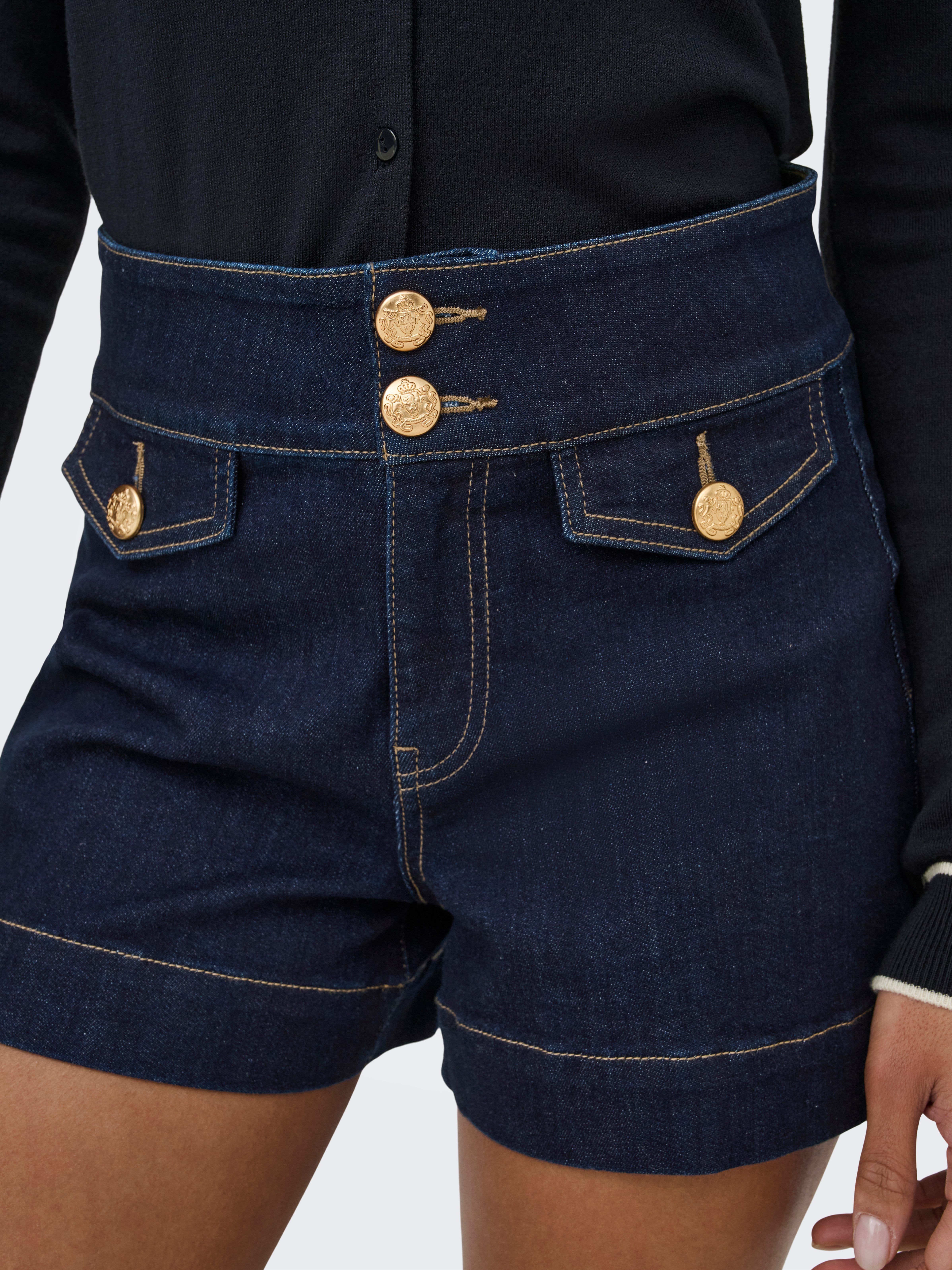 ONLY Jeansshorts ONLEMILIA HW GOLD BUT DNM SHORTS NOOS Materialmix, regular fit, High Waist
