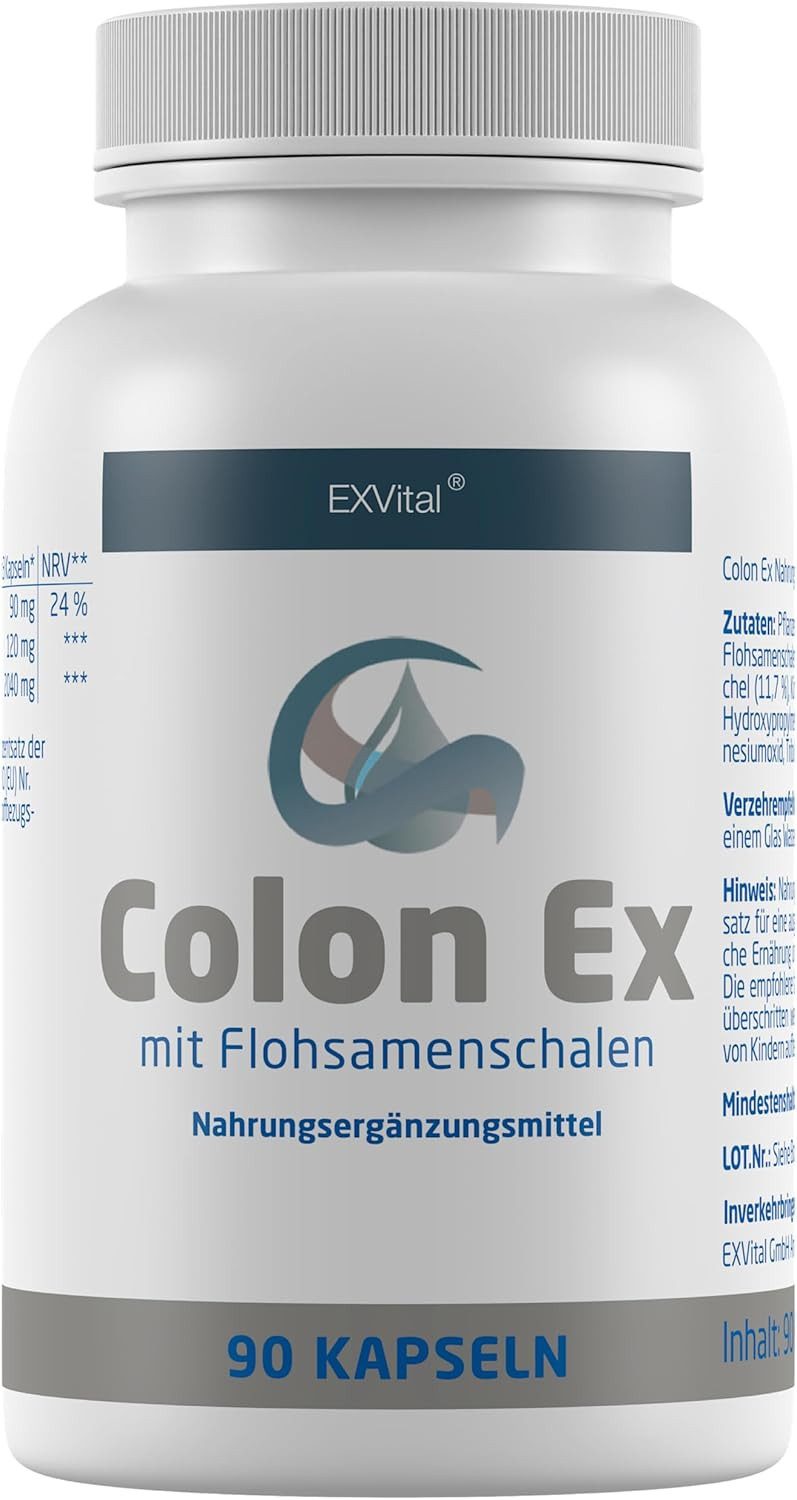 Colon Ex, 90 Kapseln mit Flohsamenschalen und Magnesium, Darmaktiv Kapseln, 81 g