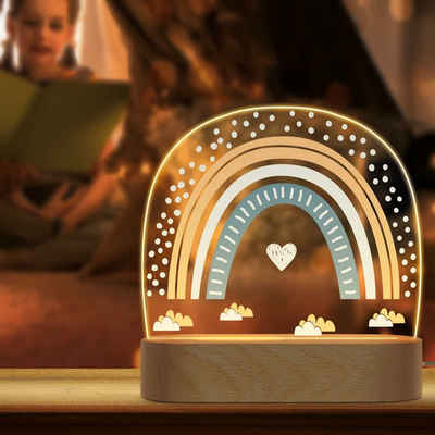 GRAVURZEILE LED Nachtlicht für Kinder, Beruhigend und Energiesparend - Regenbogen Design Blau, LED, Warmweiß, Geschenk für Kinder & Baby