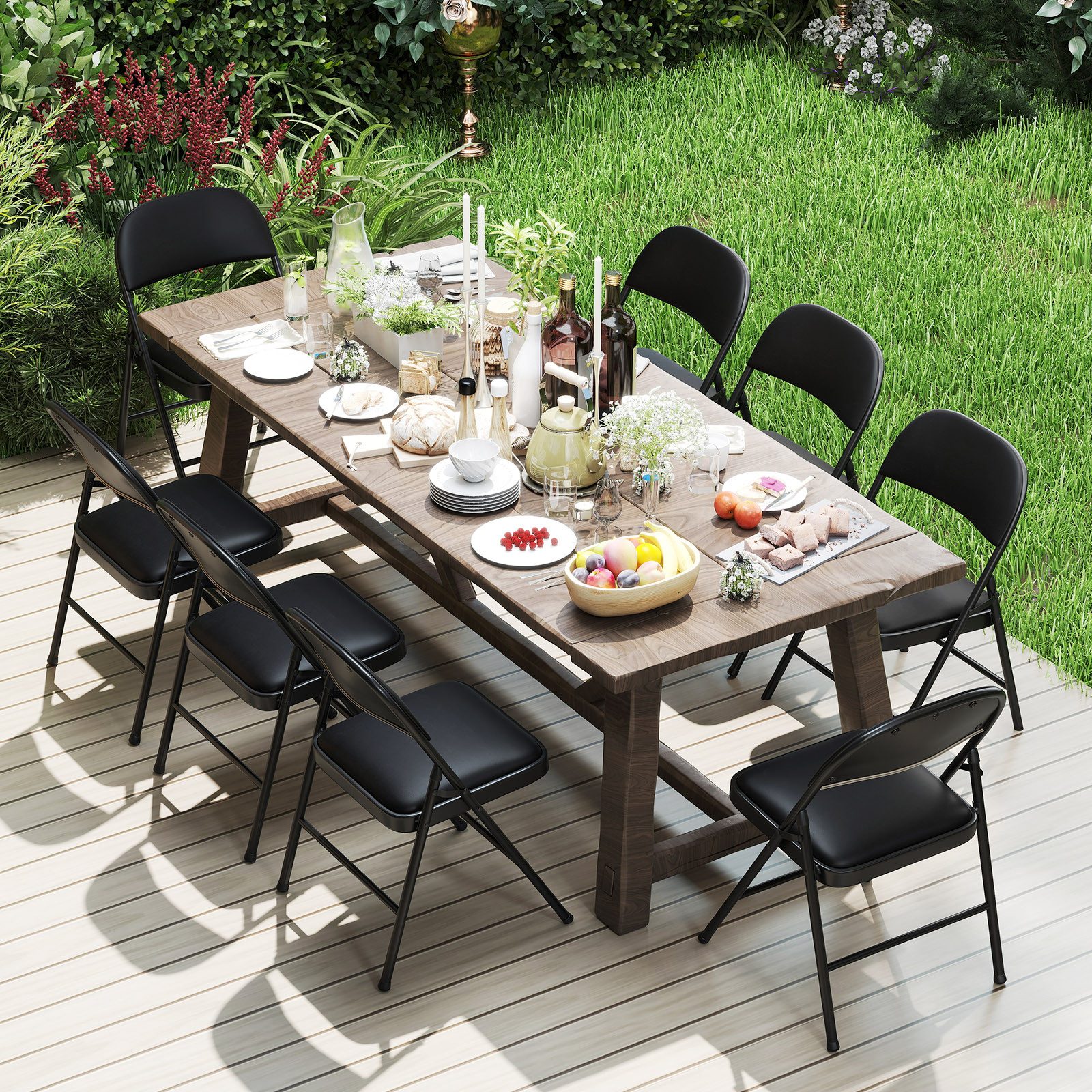 COSTWAY Klappstuhl (4 St), 2er set, gepolstert, Gartenstühle, Küchenstuhl, günstig online kaufen