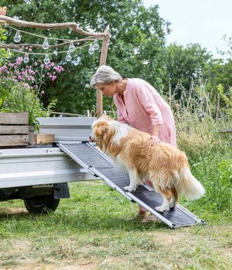 Dehner Hunde-Geschirr Hunderampe Stairway, 161 x 42 cm, Aluminium, Premium Steighilfe fürs Auto, rutschfeste Oberfläche