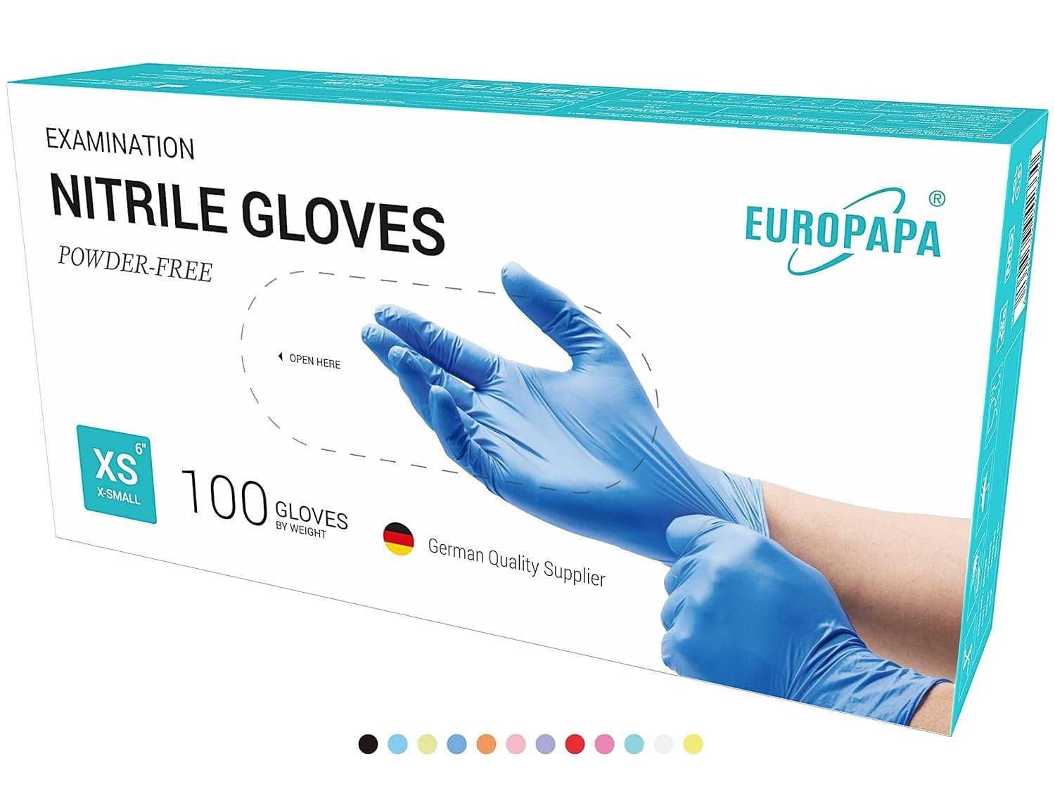 EUROPAPA Einweghandschuhe 1000x Nitrilhandschuhe Einweghandschuhe puderfrei (Untersuchungshandschuhe) EN455 EN374 latexfrei Einmalhandschuhe Handschuhe