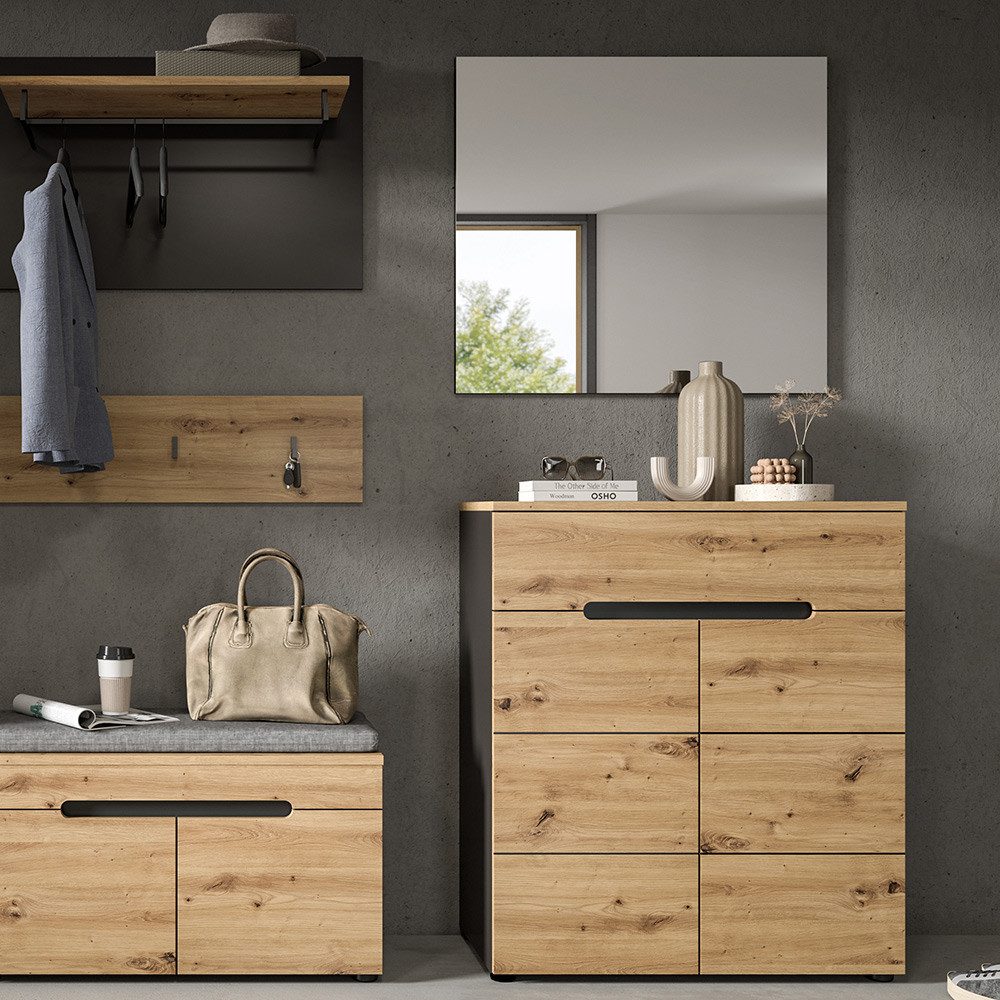 Lomadox Garderoben-Set CORTONA-158, (Spar-Set, 2-St., Schuhkommode Spiegel) günstig online kaufen