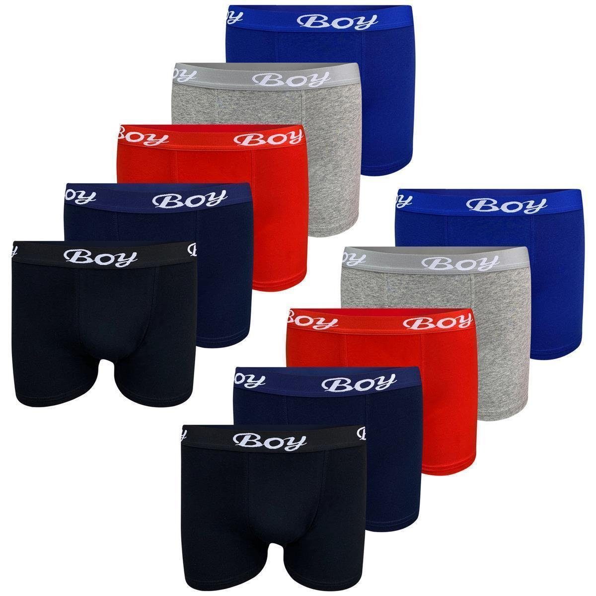 LOREZA Boxershorts 10er Pack Jungen Boxershorts Unterhosen - 92-170 (Spar-Packung, 10-St)