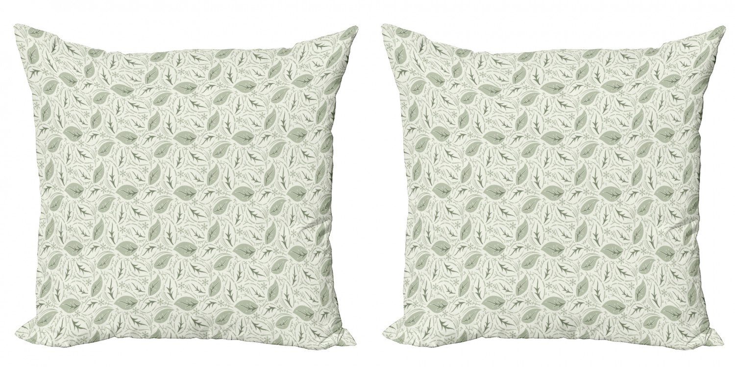 Kissenbezüge Modern Accent Doppelseitiger Blätter Blumenmotive Abakuhaus Digitaldruck, (2 Verziert Stück)