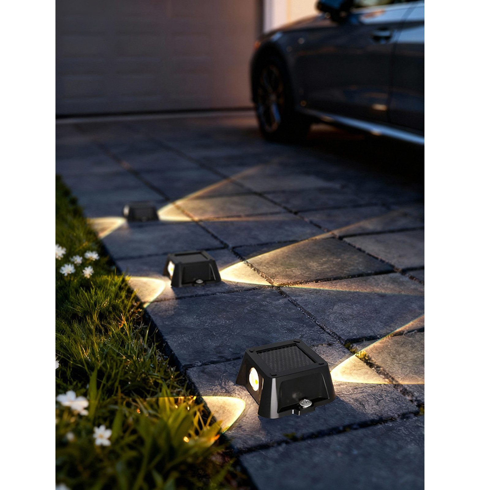 Fyrove LED Solarleuchte Solar lampen für außen, LED solarleuchten garten für Balkon, LED fest integriert, Solar Bodenleuchten Außen Treppenbeleuchtung LED Solar Deck Light