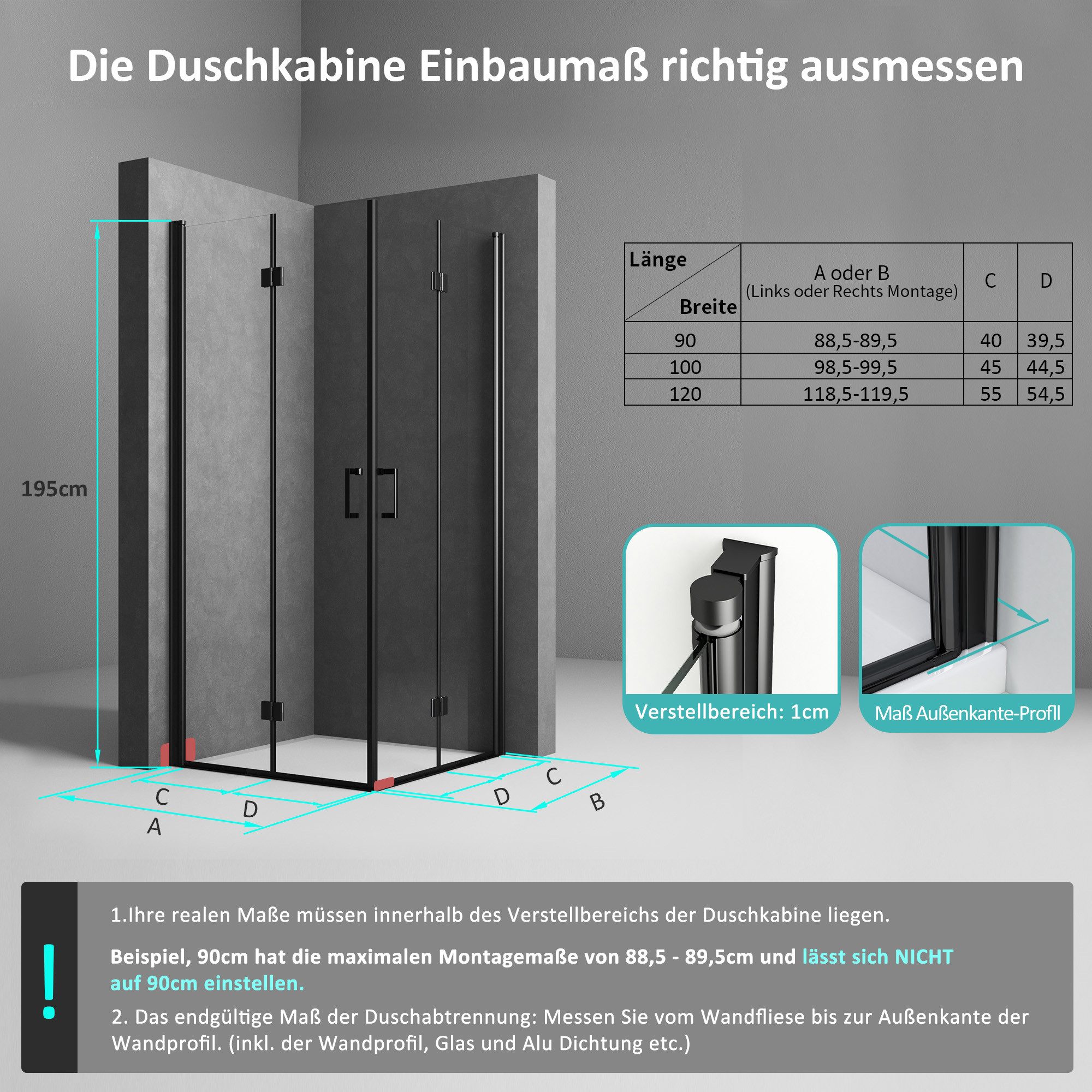 Boromal Eckdusche Falttür Duschkabine Schwarz Eckeinstieg günstig online kaufen