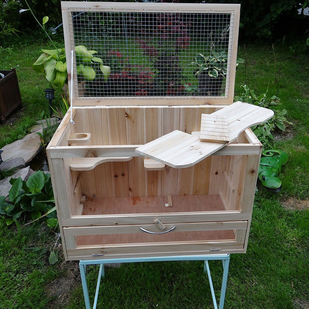 Feel2Home Kleintierkäfig Nagerkäfig Kleintierstall Mäusekäfig Holz versch. Etagen Hamsterkäfig, 5 Etagen