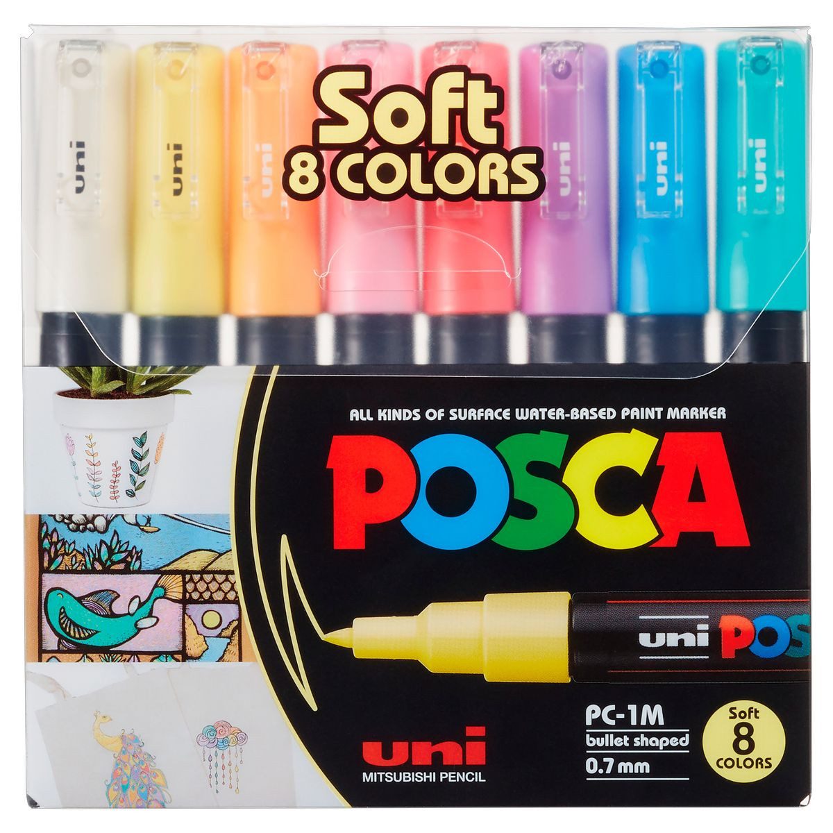 Faber-Castell Marker uni POSCA Acrylmarker PC1-MC 0,7mm pastell 8 Stück