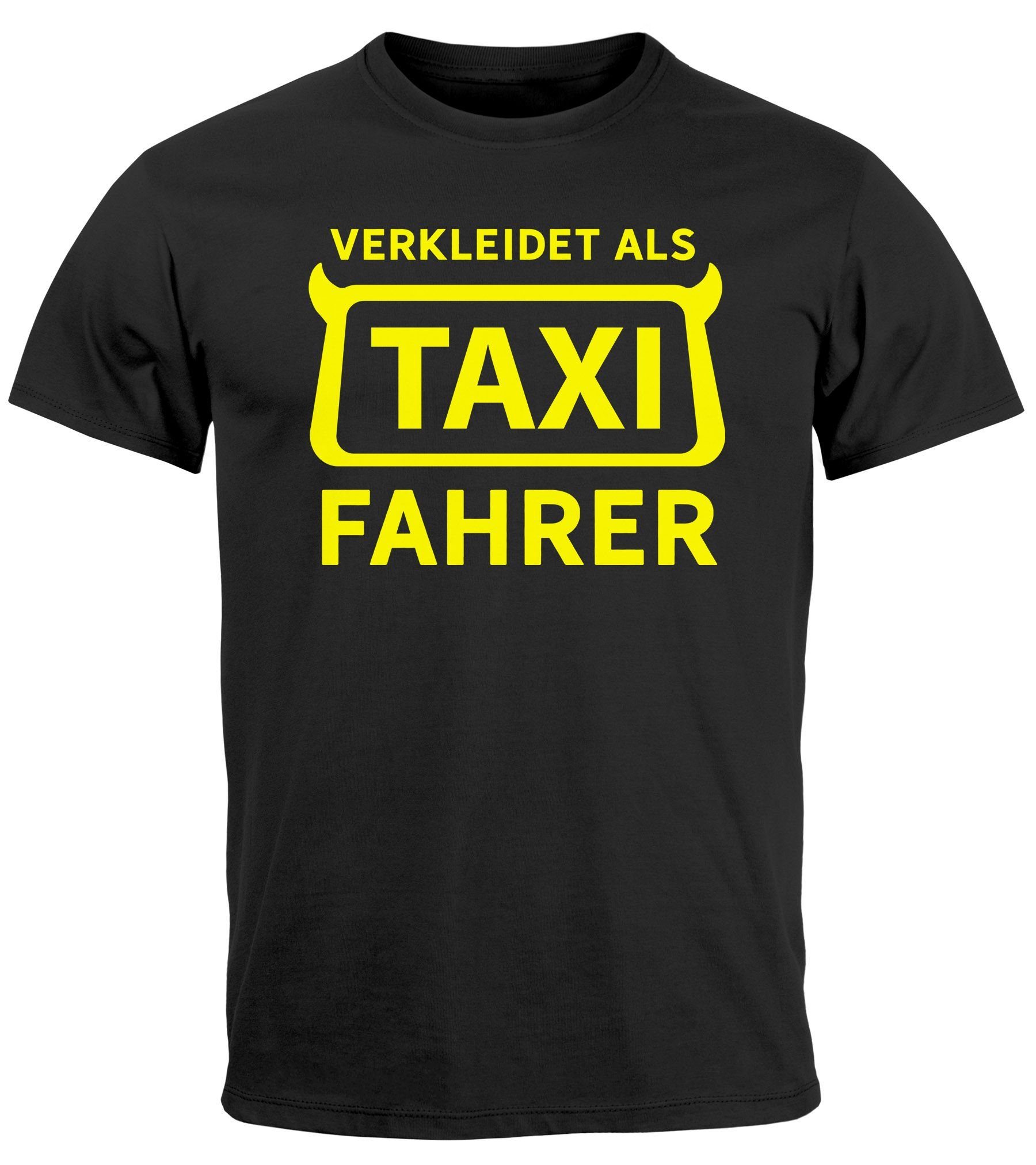 MoonWorks Print-Shirt Herren T-Shirt Fasching Karneval Verkleidung Taxifahrer Faschingskostü mit Print