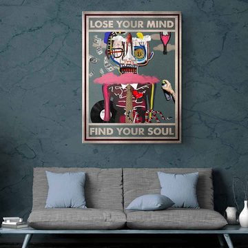DOTCOMCANVAS® Leinwandbild Mind Soul, Leinwandbild Motivation Spruch Collage Pop Art Mind Soul