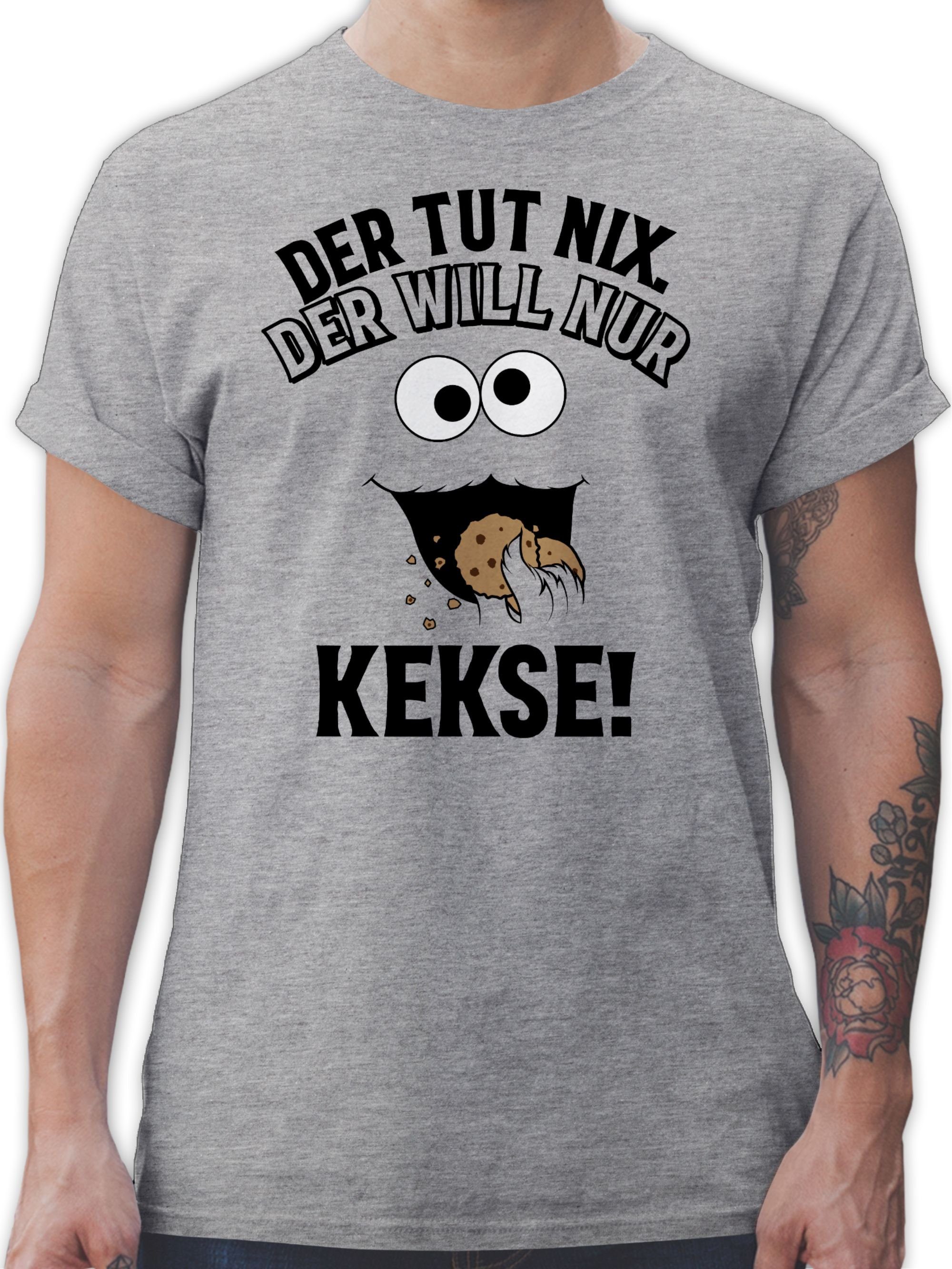 T-Shirt Karneval Kekse nix, meliert Der Grau tut will Shirtracer der Outfit 3 nur