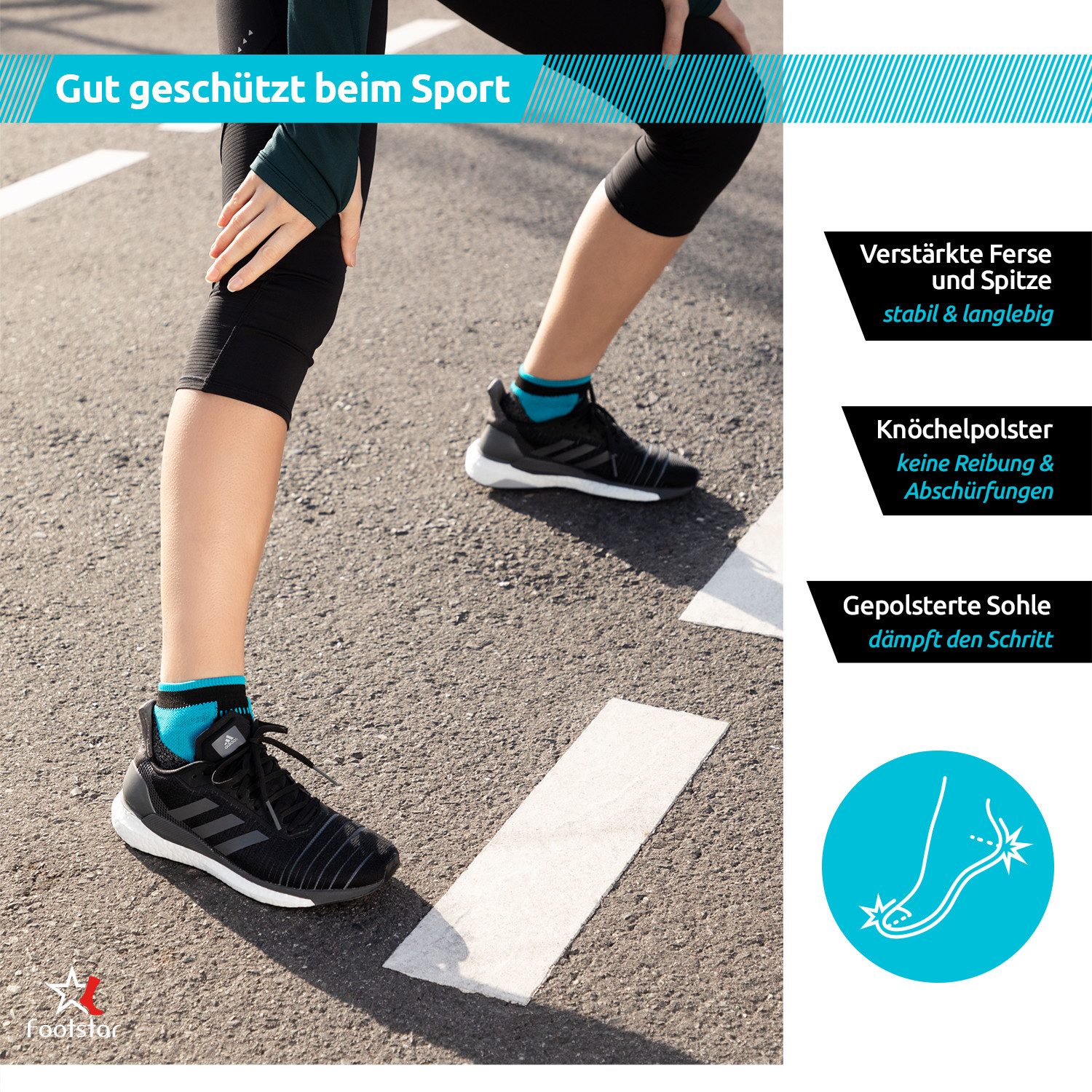 Footstar Sportsocken Damen & Herren Funktions Sport Socken (6 Paar) Laufsocken