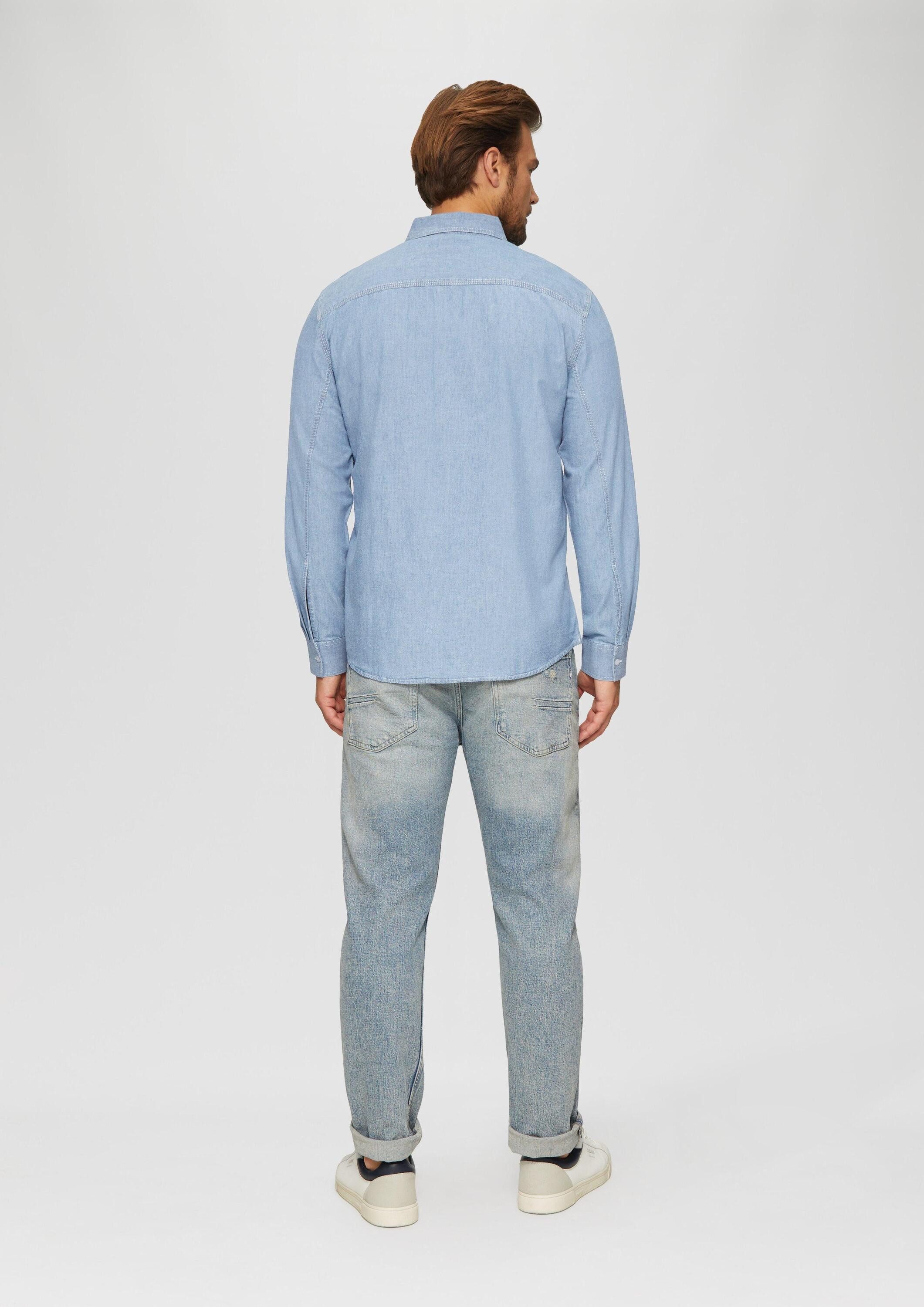 s.Oliver Langarmhemd Hemd Regular Fit: Baumwollhemd aus Chambray