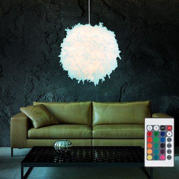 etc-shop LED Pendelleuchte, Leuchtmittel inklusive, Warmweiß, Farbwechsel, Hänge Leuchte weiß Fernbedienung Feder Pendel Kugel Lampe