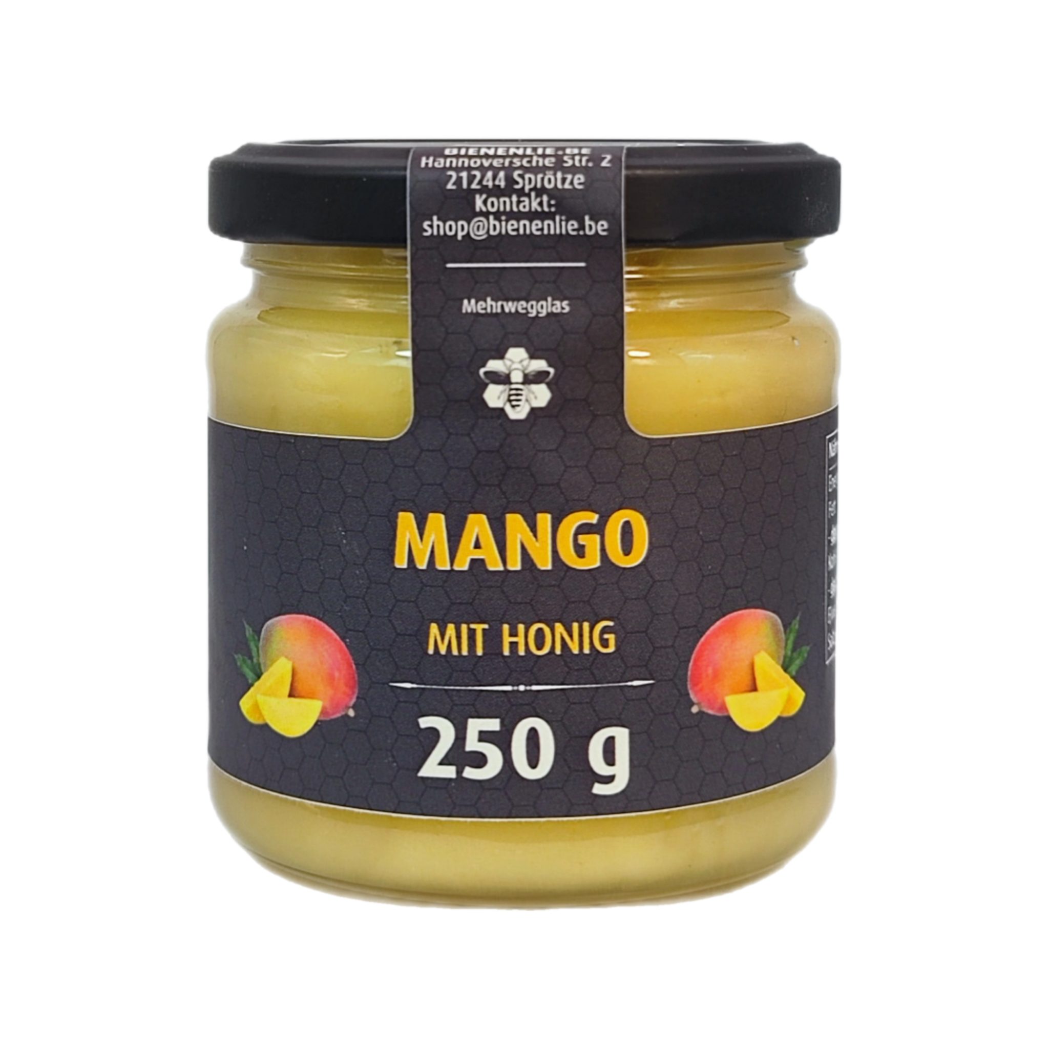 Imkerei BienenLie.be Honig Mango mit Honig - fruchtig & mild, 250g, 1 x 250 g, 1 St. (Cremiger Brotaufstrich mit Honig & Frucht)