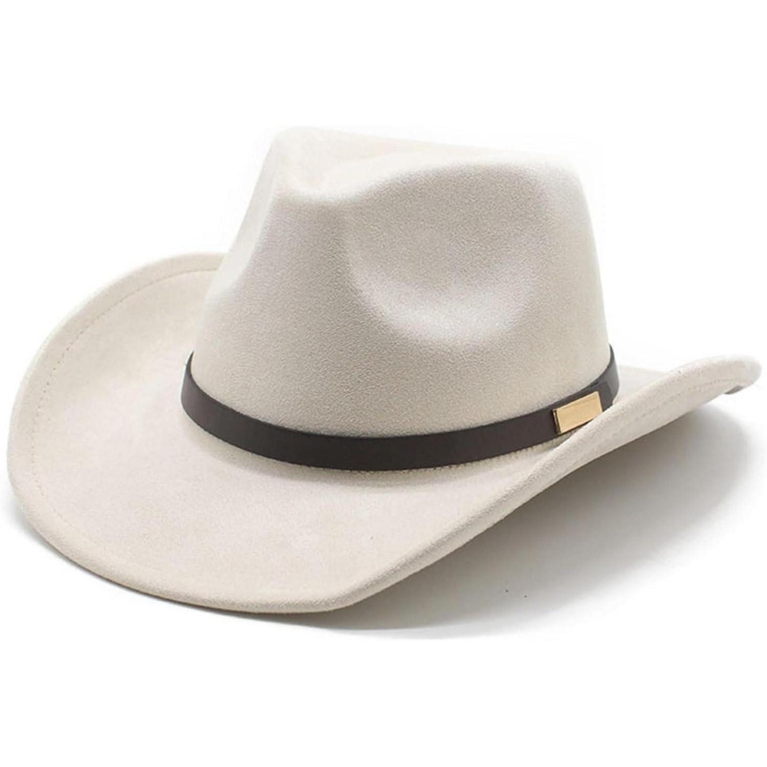 LuxusKollektion Cowboyhut Cowboyhut Wildleder Damen Herren Krempe Einheitsgröße M A1 Weiß