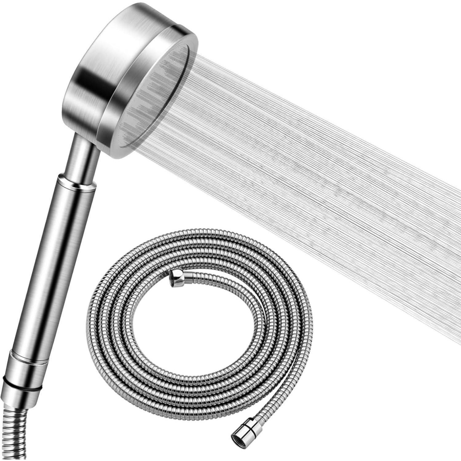 LuxusKollektion Handbrause Duschkopf Hochdruck 1,5m Schlauch Edelstahl Handbrause