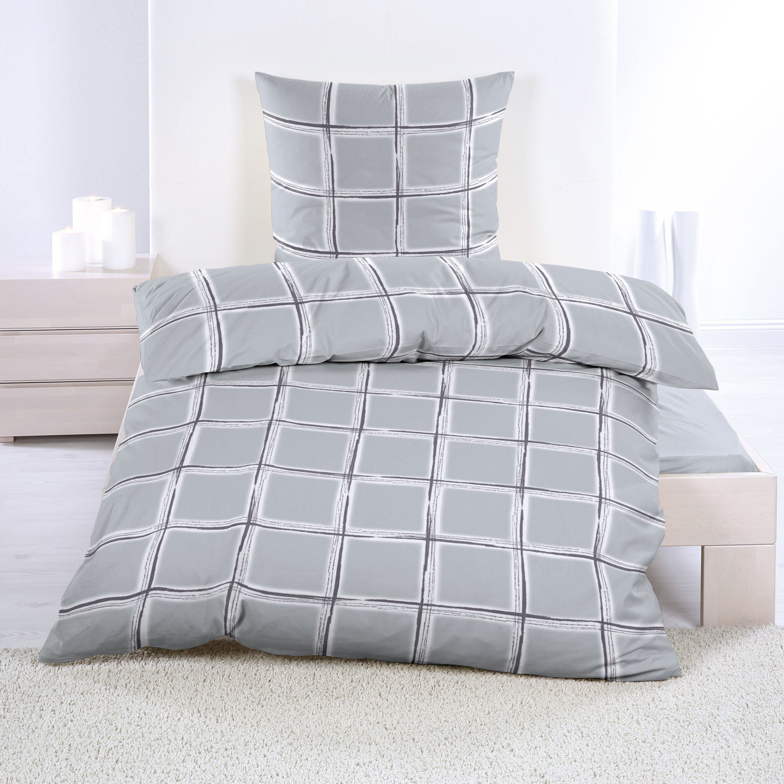 Casa Colori Bettwäsche Baumwolle 135x200 cm mit Reißverschluss, Biber, 4 te günstig online kaufen