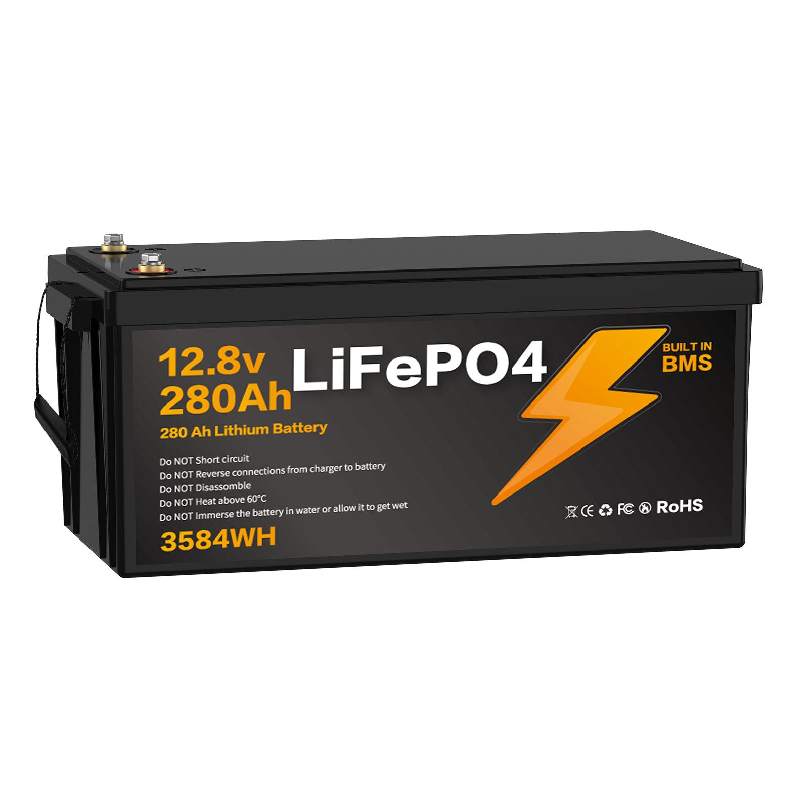 Blossom Akku 12,8V 280Ah Lithium-Eisenphosphat Akku mit Smart BMS IP67 LiFePO4 Batterie, wasserdicht Lithium Akku 3584Wh 3000+ Zyklen für Solaranlage Camping