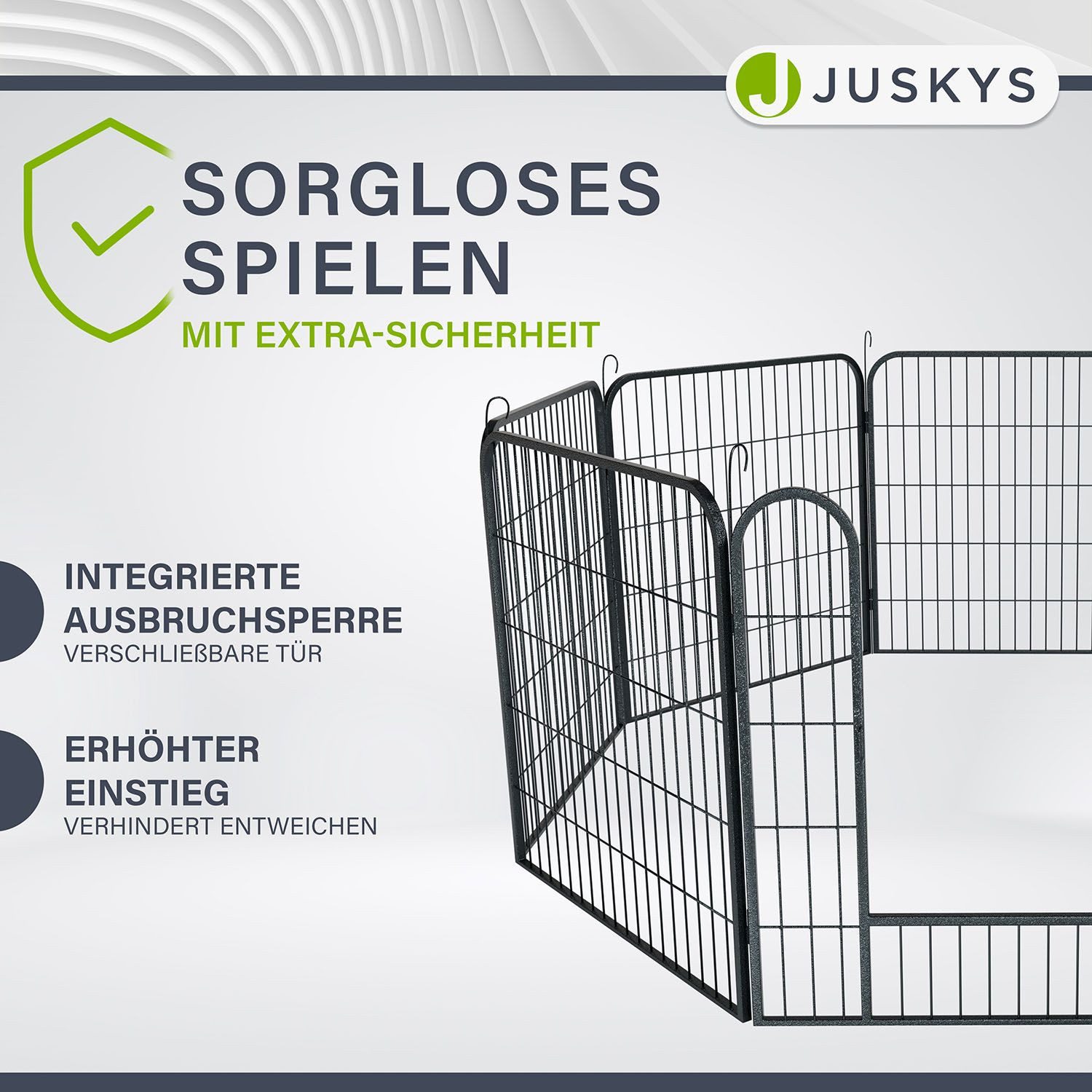 Juskys Freigehege Welpenauslauf, Faltbares Freilaufgehege für Hunde, Kaninchen und Kleintiere