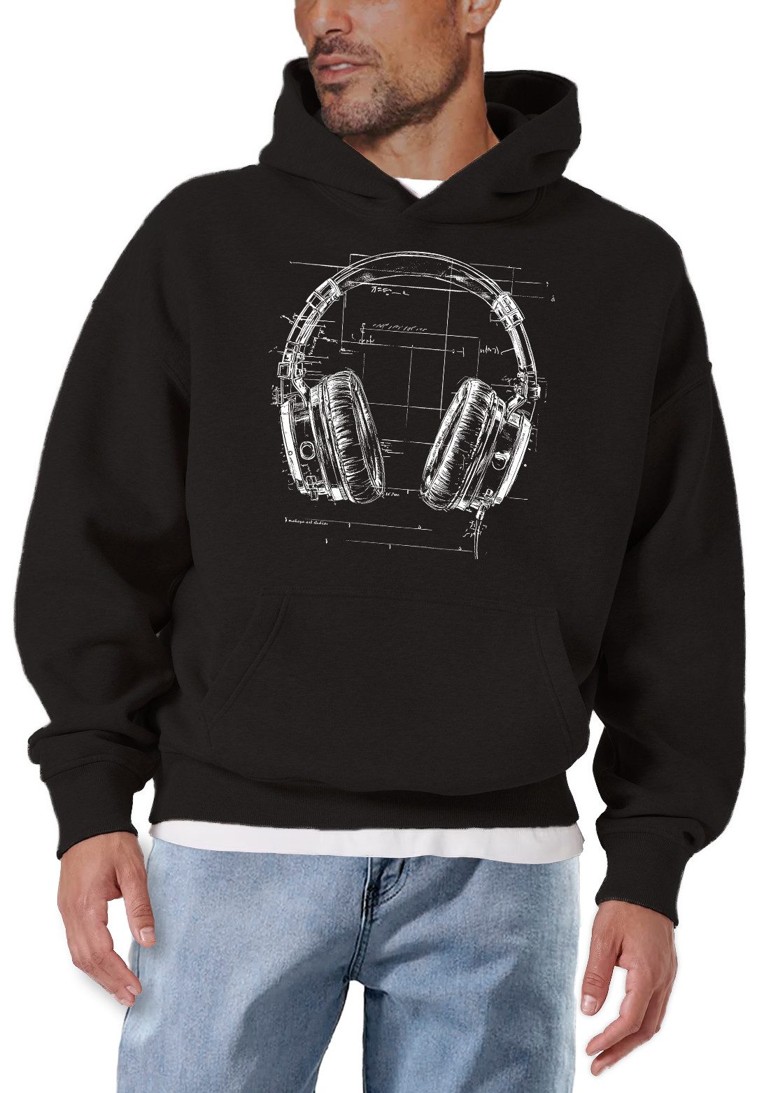 MAKAYA Kapuzenpullover Kopfhörer Musik Motiv Retro günstig online kaufen