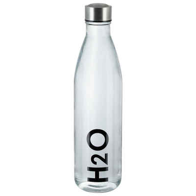 axentia Trinkflasche, Borosilikatglas mit Edelstahl-Deckel, Wasserflasche