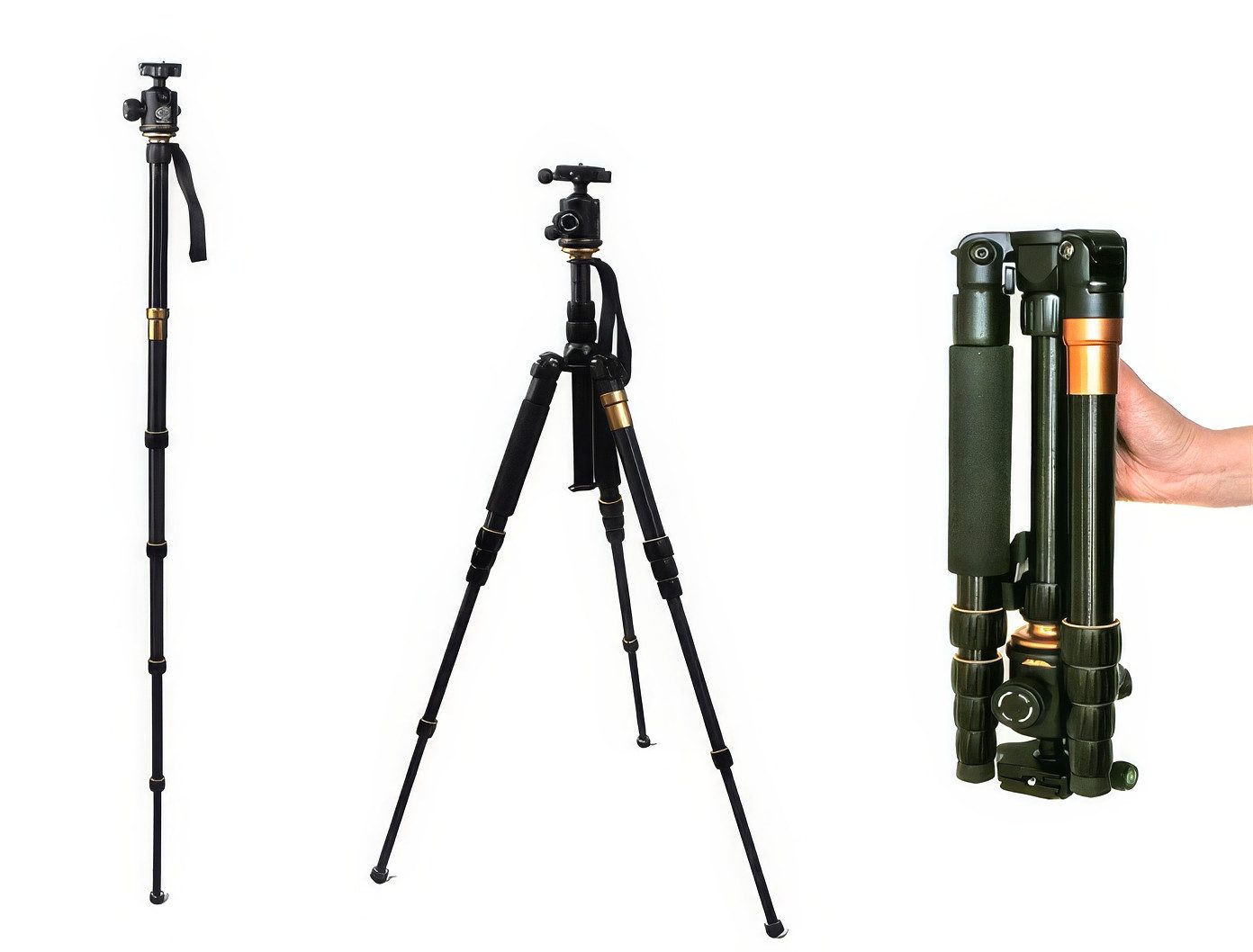 Yudu " 2 in 1 " Fotostativ Kamera-Stativ Einbeinstativ Stativ mit Kugelkopf Dreibeinstativ