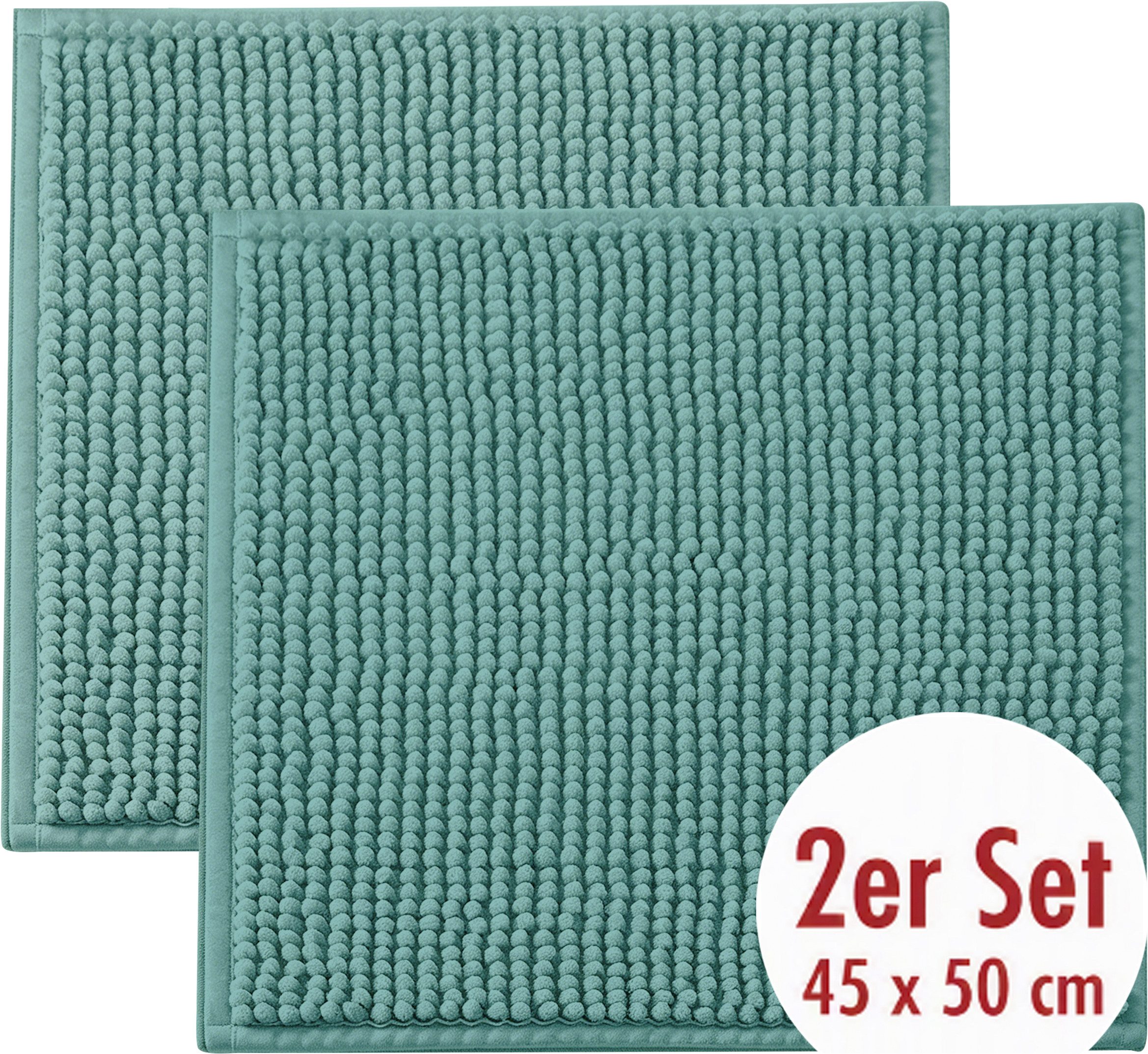 OTTO home Badematte Vanessa Chenille, Standard & Premium, 15cm oder 20cm, auch als 2er Set, rutschhemmend beschichtet, schnell trocknend, strapazierfähig, fußbodenheizungsgeeignet, Polyester, rechteckig, 2-tlg. 45 cm x 50 cm, Uni Farben, besonders weich,