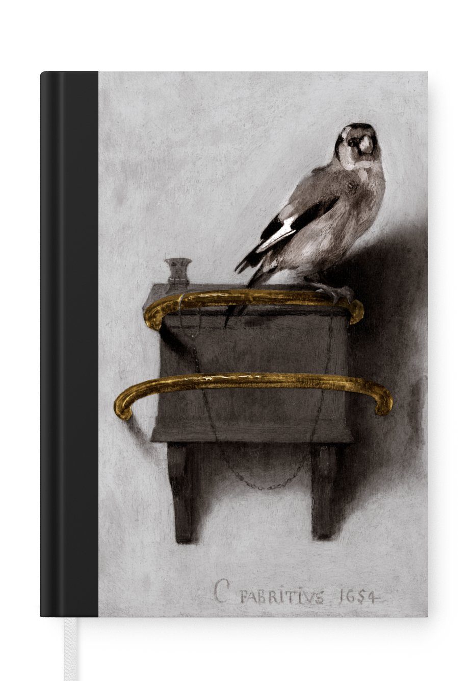 MuchoWow Notizbuch Der Stieglitz - Carel Fabritius, Journal, Merkzettel, Tagebuch, Notizheft, A5, 98 Seiten, Haushaltsbuch