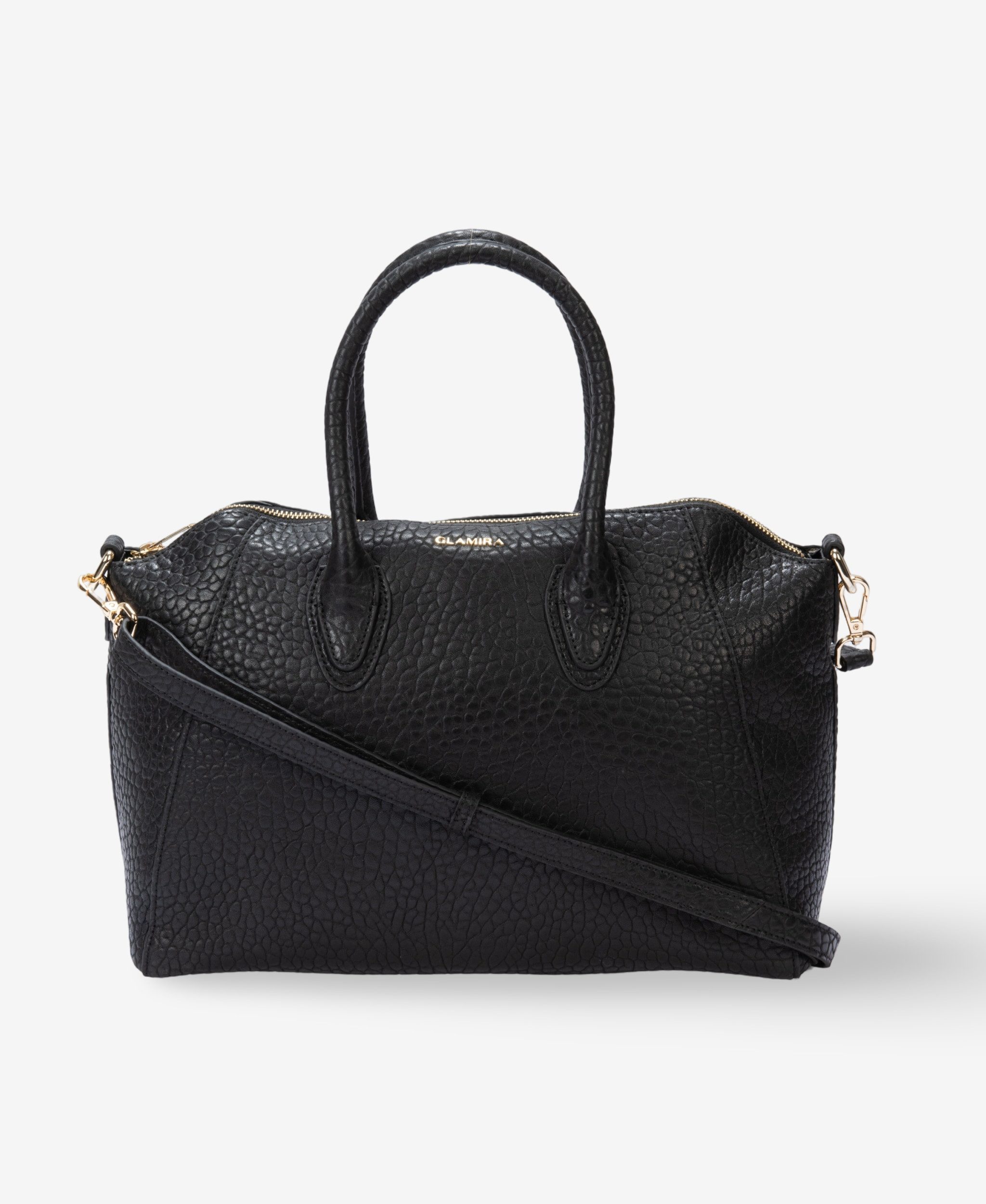 GLAMIRA Handtasche Lysandra Schwarzer Shopper (1-tlg), echt Leder, mit geräumigem Hauptfach