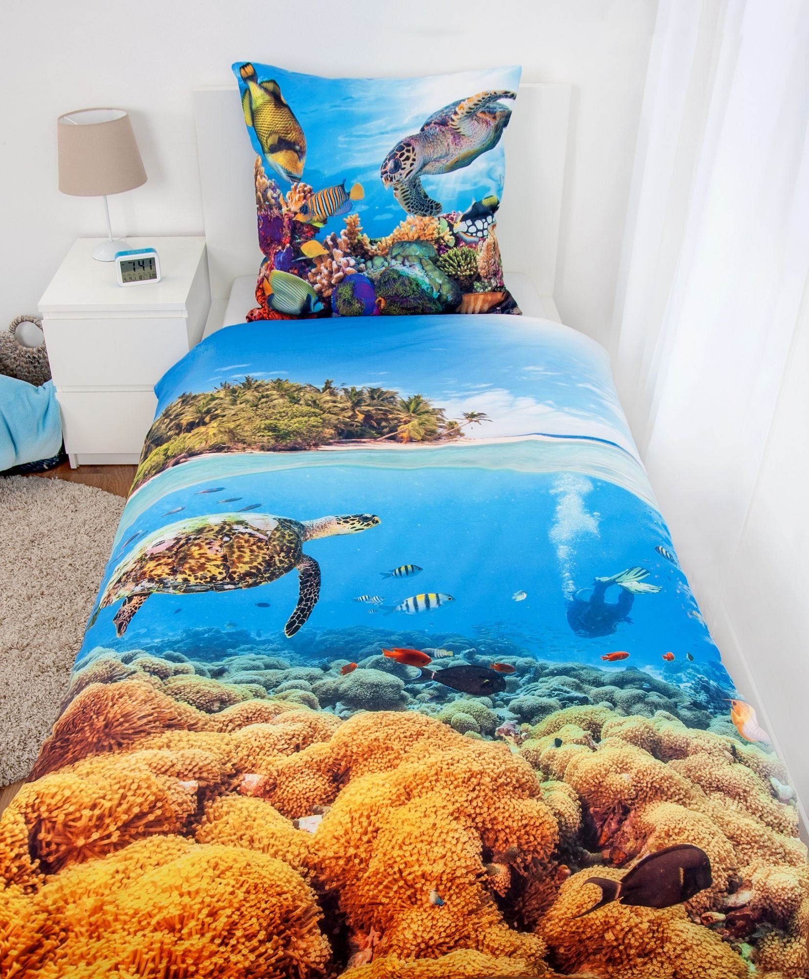 Herding Kinderbettwäsche Meerestiere Bettwäsche Set 2tlg. 135x200 cm 100% M günstig online kaufen