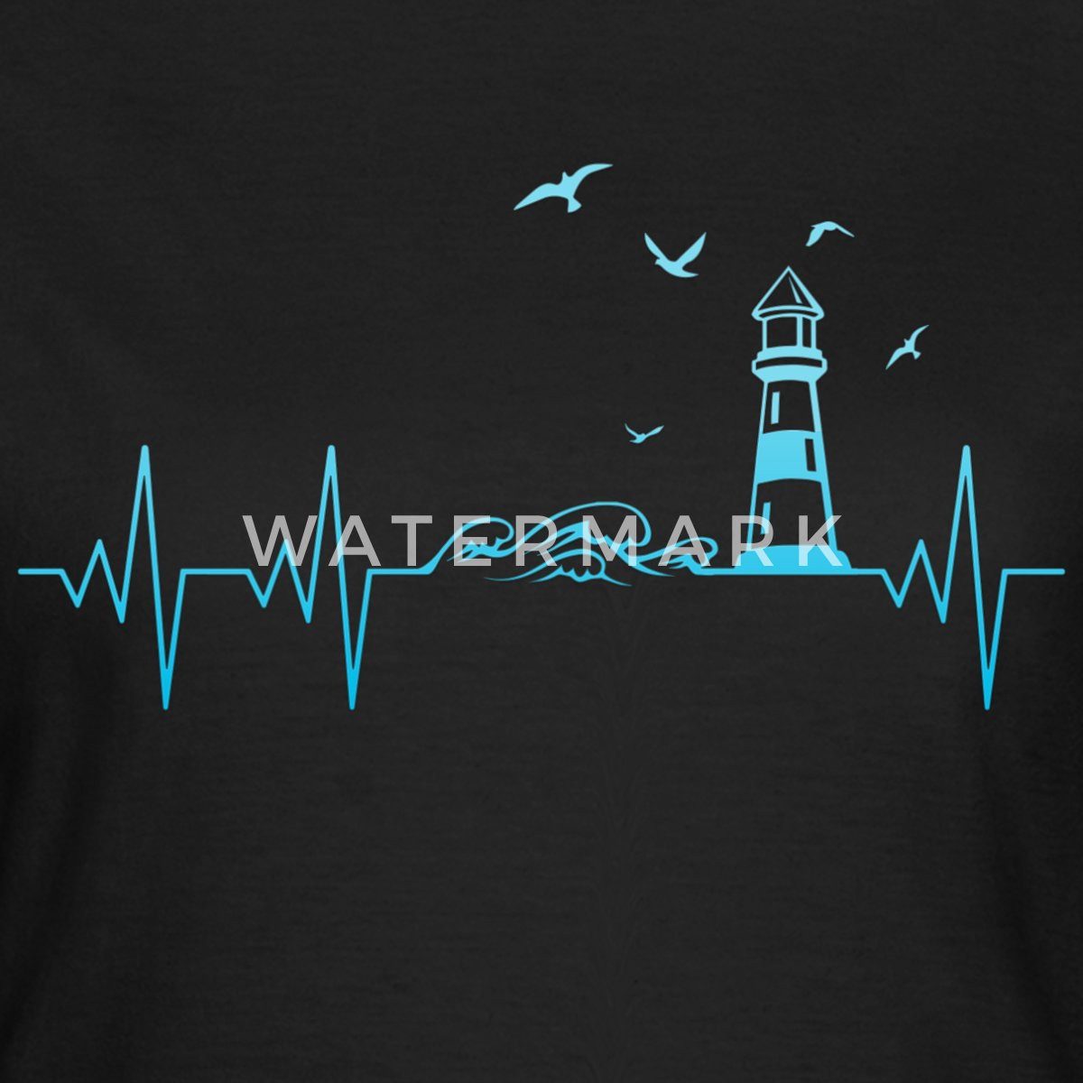 Spreadshirt T-Shirt Küste Meer Leuchtturm Herschlag EKG Moin Frauen T-Shirt (1-tlg) Slim Fit, fällt klein aus