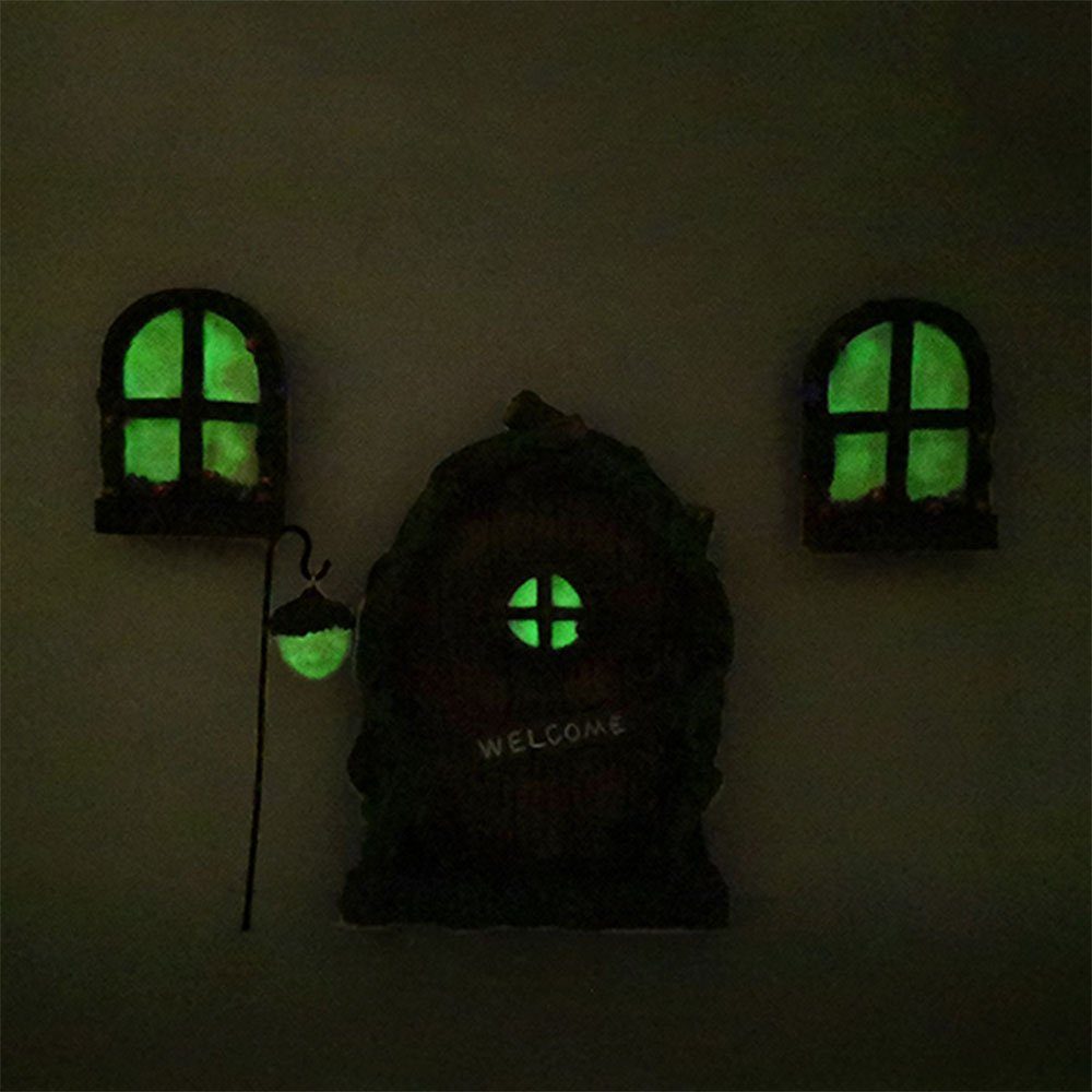 Garten Miniatur Leuchtende Fenster Hängedekoration Harz NUODWELL Farbe-2 Türen Home aus Tür und