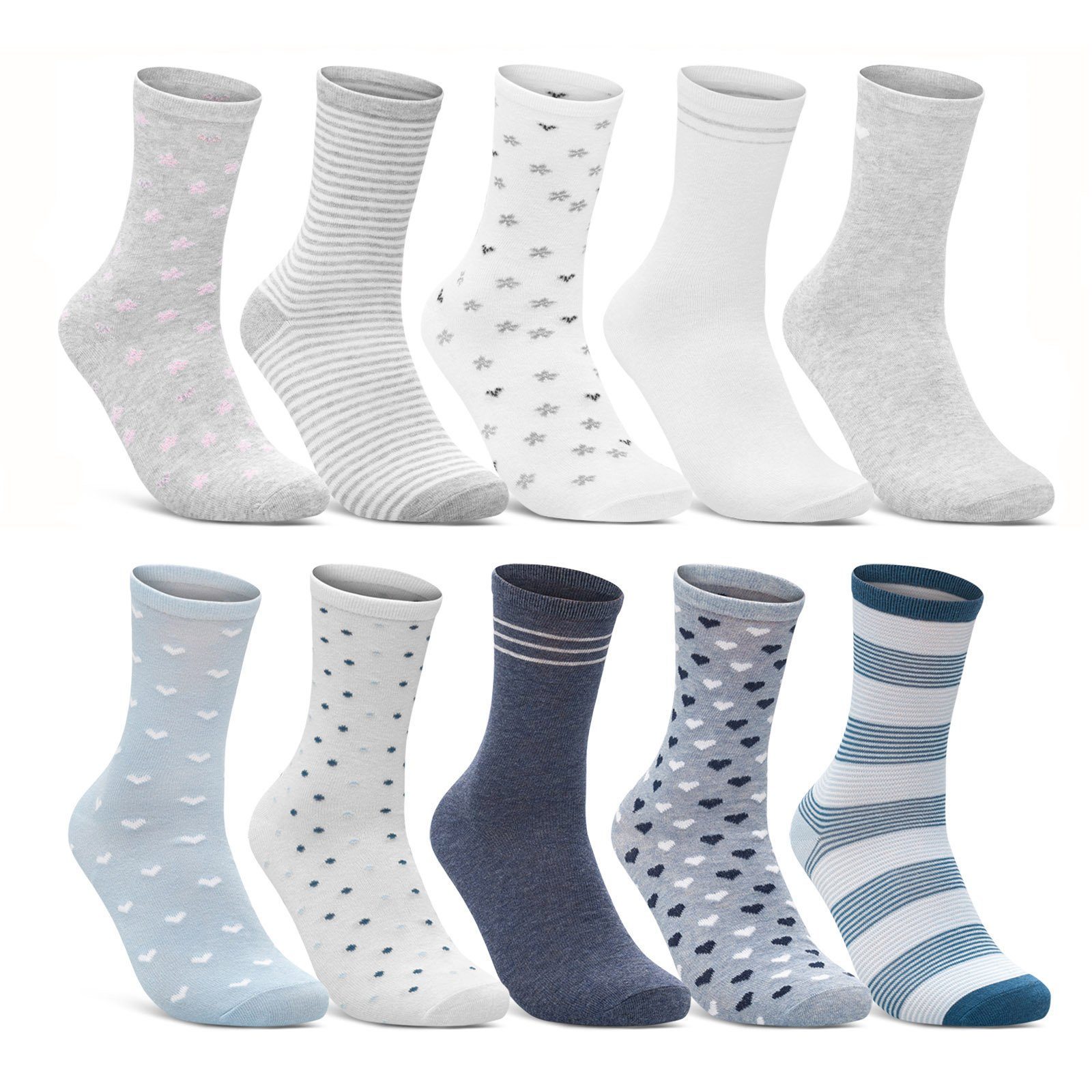 sockenkauf24 Basicsocken »10 Paar Damen Socken Mehrfarbig Streifen Punkte«  (34911/2, 35-38) Herzen Maritim Baumwolle online kaufen | OTTO