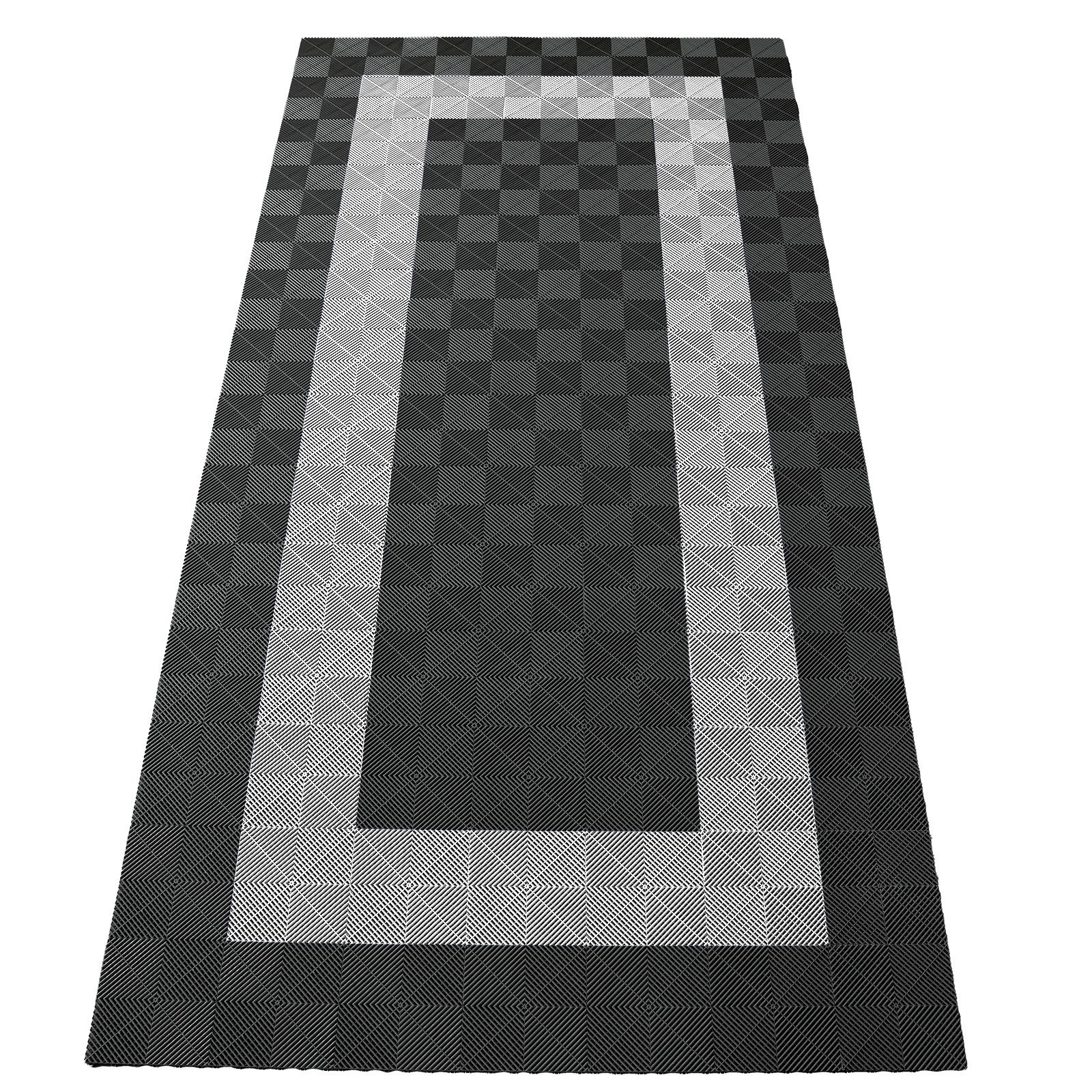 Tenzo-R Bodenfliese Performance Garagenboden Floor 2,8mx5,6m Grau Weiss Set3, grau/weiss