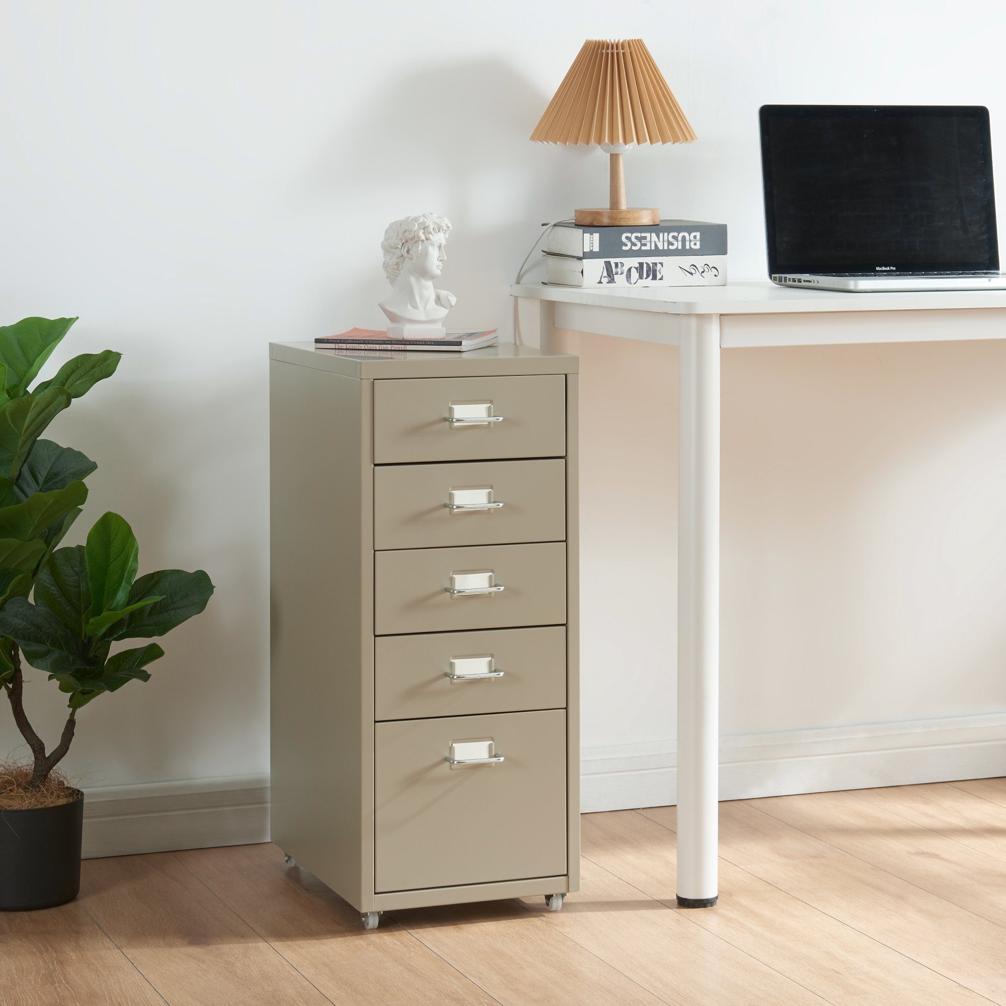 en.casa Rollcontainer, »Kökar« mit 5 Schubladen Bürowagen Kamelfarben günstig online kaufen