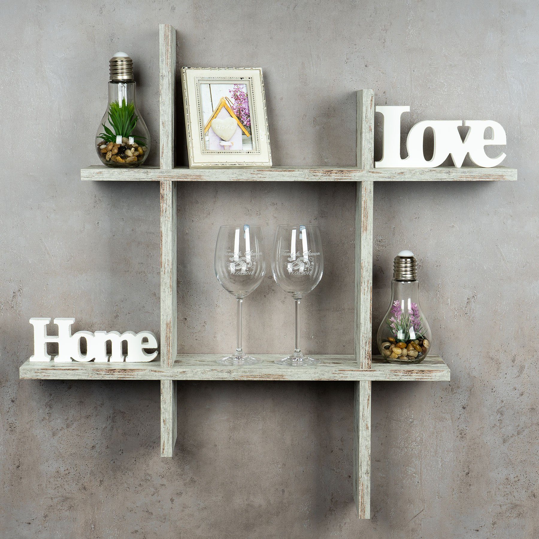 75x75cm Holz Wandregal, Chic Shabby levandeo Hashtag Wandregal Regal Levandeo®