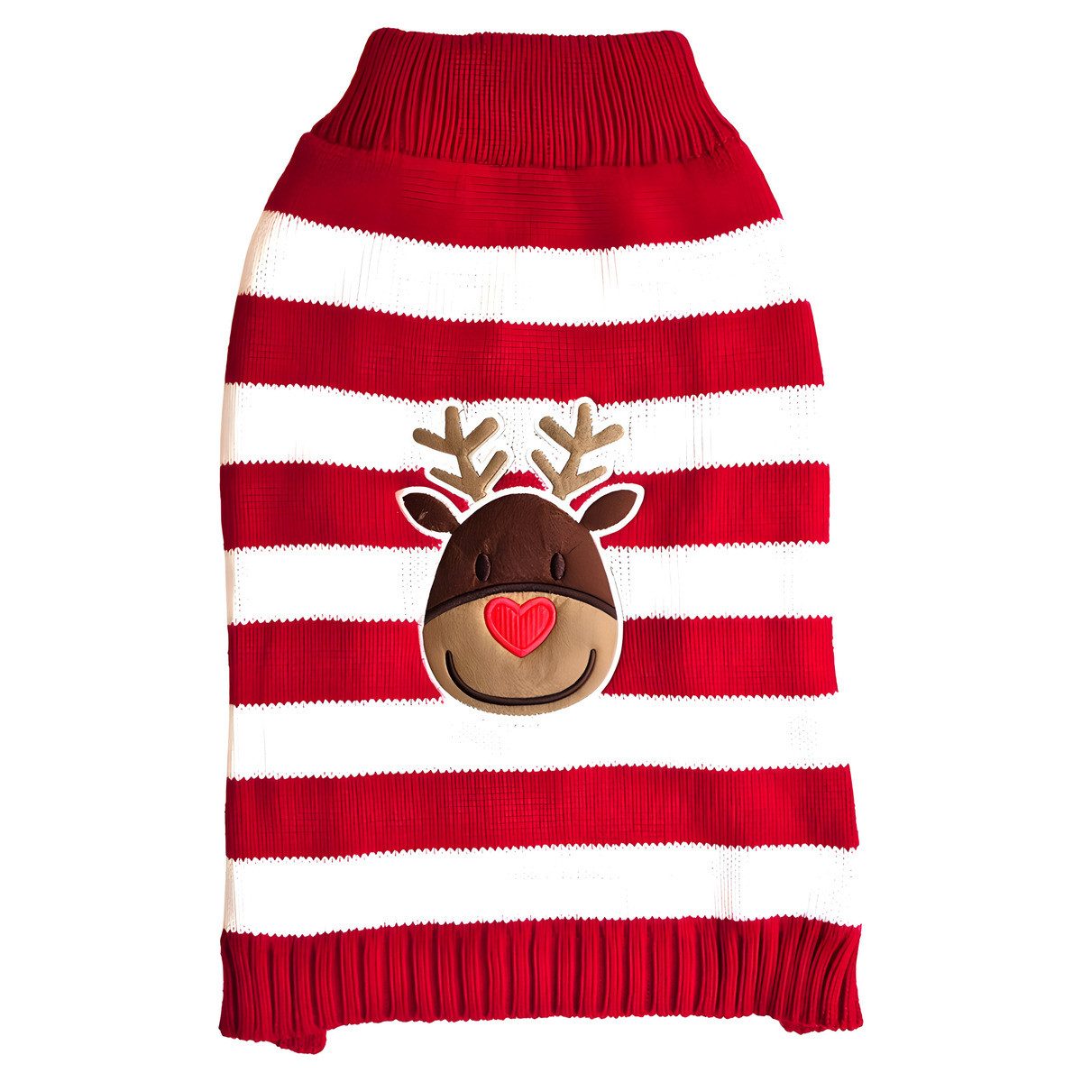 Nobby Hundepullover Xmas Hundepullover Heart Nose rot-weiß