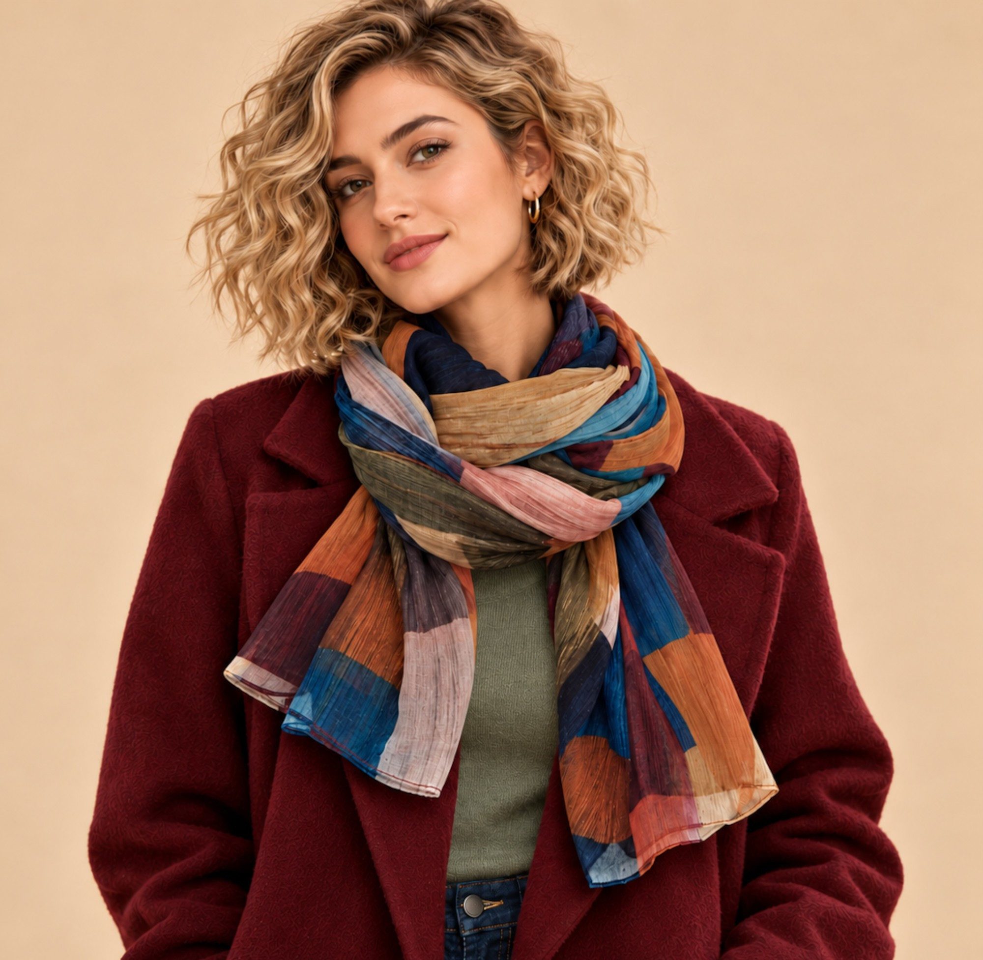 Ella Jonte Modeschal, bunt – leichtes Accessoire in modernen Herbst- & Winterfarben