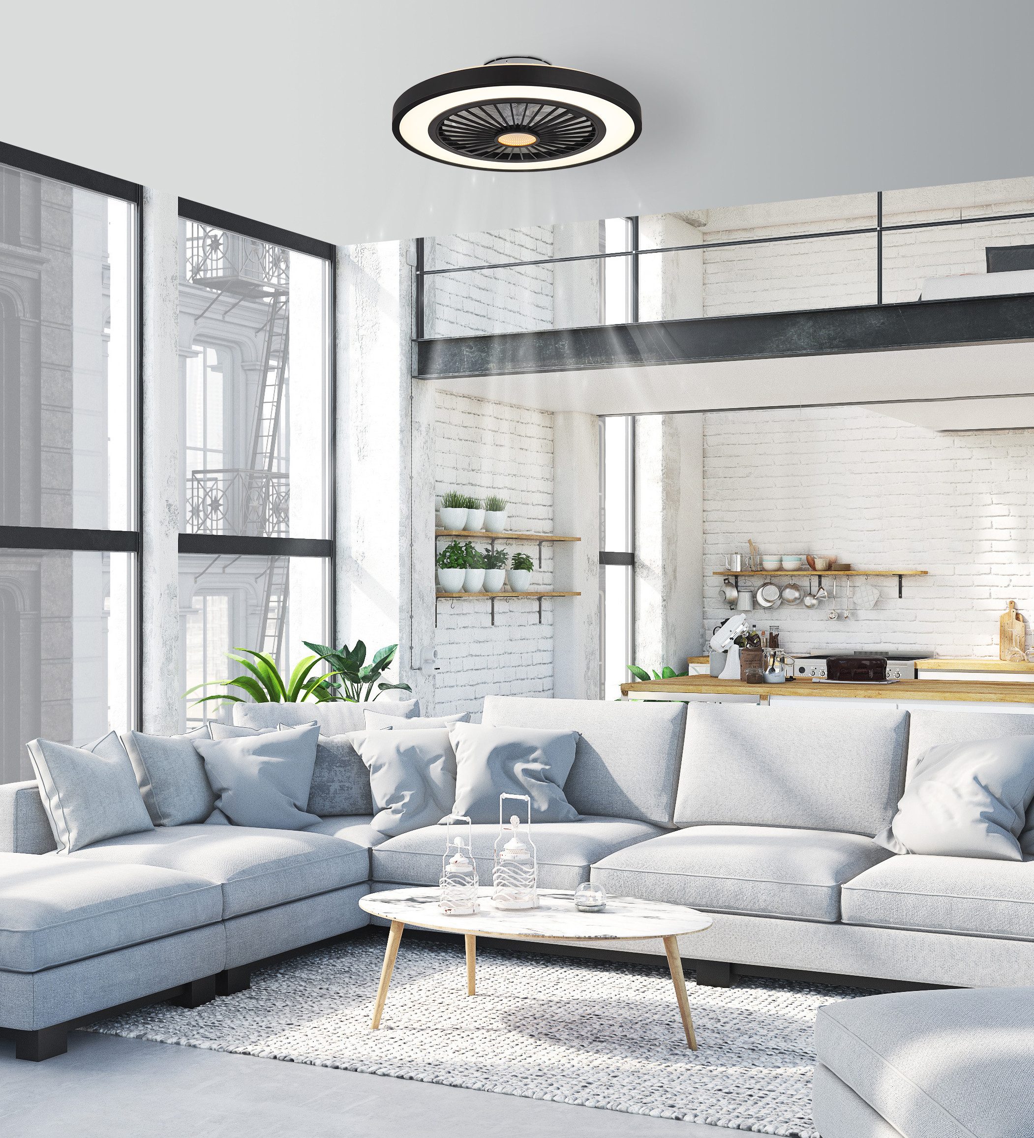 GLOBO LIGHTING Deckenleuchte BLIZZAK, Dimmfunktion, Fernbedienung, Infrarot günstig online kaufen