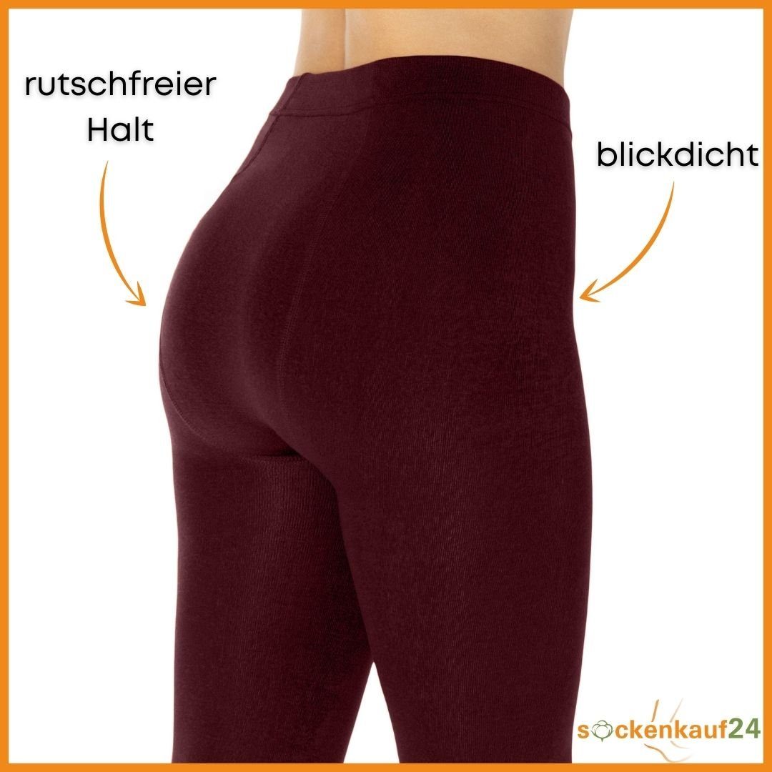 sockenkauf24 Thermoleggings Damen THERMO Leggings mit Innenfleece in vielen Farben (42-44, Bordeaux) extra warm Winter Leggings, WP