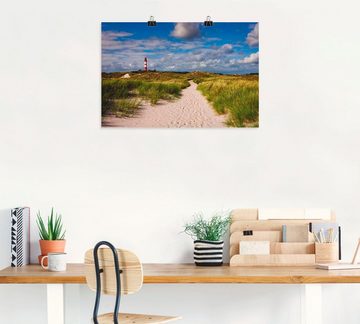Artland Wandbild Strandweg zum Leuchtturm - Insel Amrum, Küste (1 St), als Alubild, Outdoorbild, Leinwandbild, Poster in verschied. Größen
