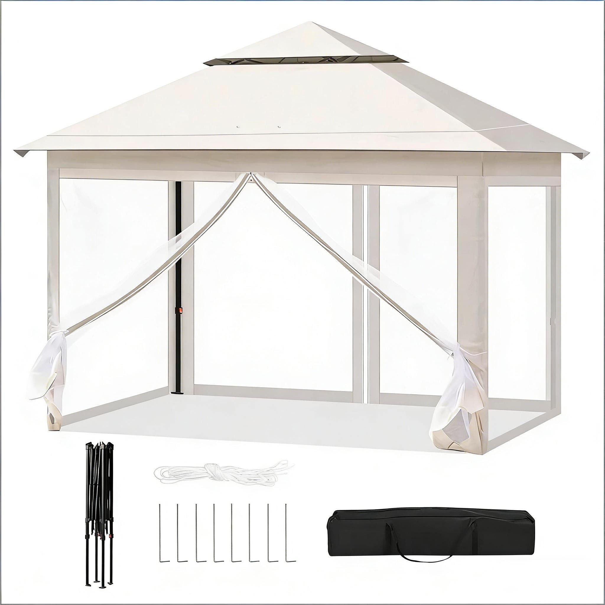 FANNOU Pavillon 3 x 3m, 3-stufig höhenverstellbar, Partyzelte,Gazebo im Freien,Tragbarer Gazebo für Patio(nur mit Gazebo)